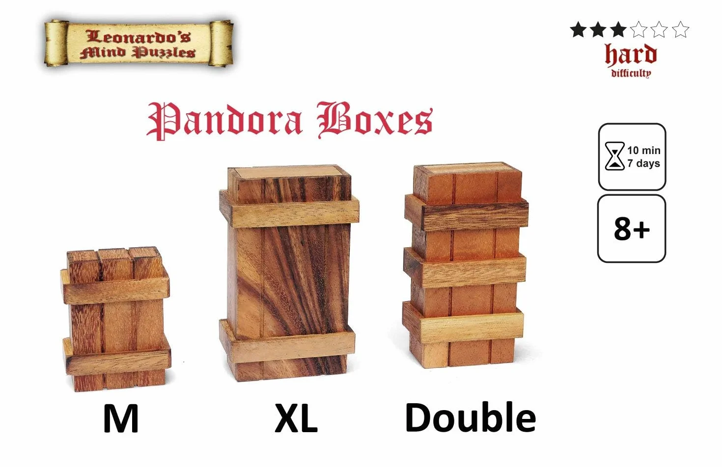 Logica Juegos Doble Caja De Pandora Rompecabezas De Madera Dificultad 3/6 Difícil Colección Leonardo da Vinci