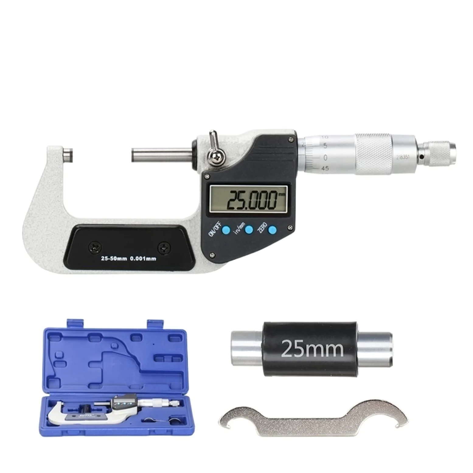 Calibrador digital de micrómetro 0.001mm 0-25/50/75 100mm Micrómetro exterior electrónico con LCD Herramientas medición calibre pantalla,Alta precisión(25-50mm)