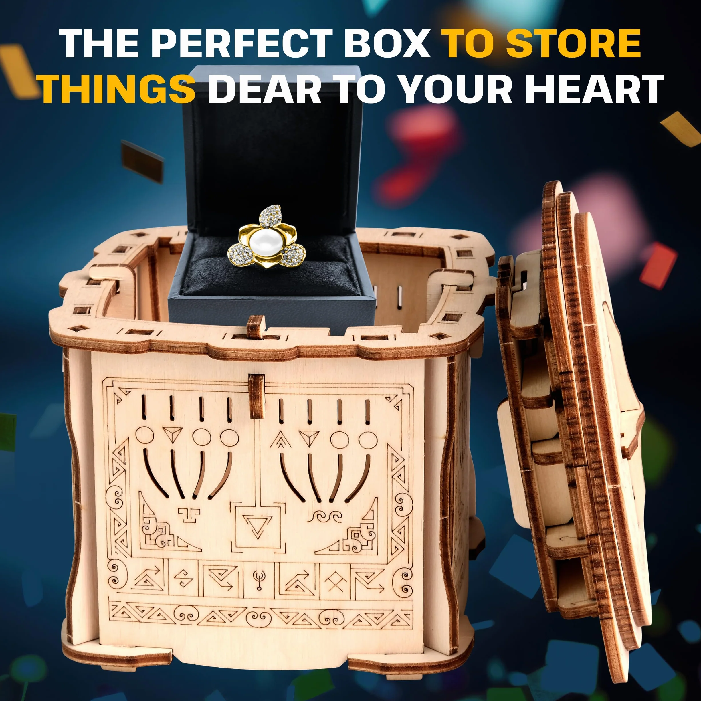 ESC WELT Secret Lock Box de Madera Rompecabezas 3D - Caja de Regalo Creativa para Dinero, Vales, Tarjetas de Regalo - Juego 3-en-1