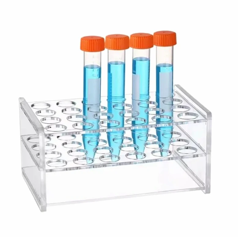 Gradilla for tubos centrífugos de plexiglás - Soporte for tubos de ensayo de un solo orificio for 1,5 ml a 100 ml - Capacidad de 8, 10, 18, 24 orificios -1 ud.(0.5ml 40 holes)