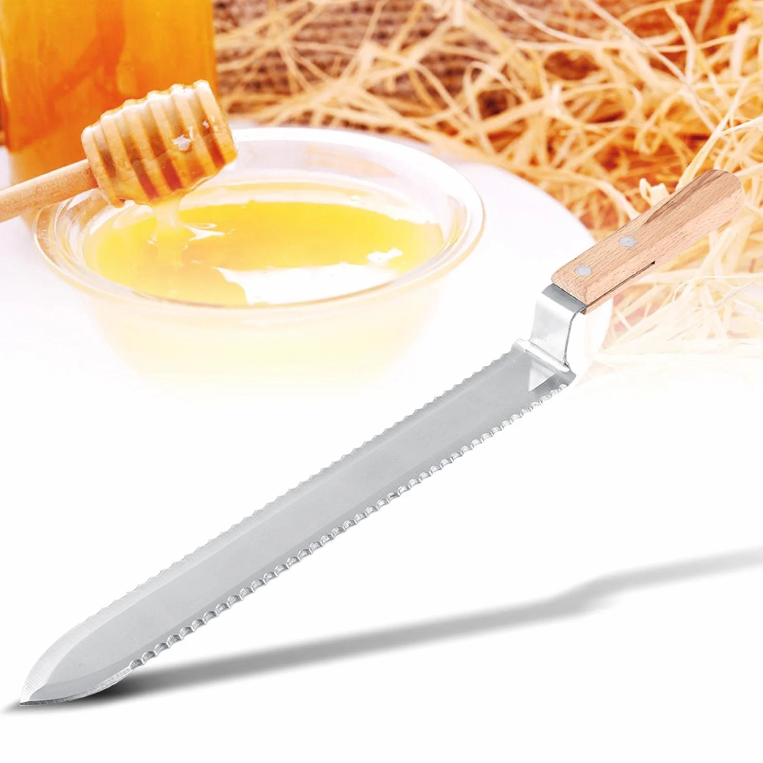 Extractor de Miel, Diseño Dentado de Acero Inoxidable, Cuchillo para Destapar Bricolaje, Extractor de Miel Ultrafino Y Afilado, Raspado de Miel, Apicultura para Apicultor