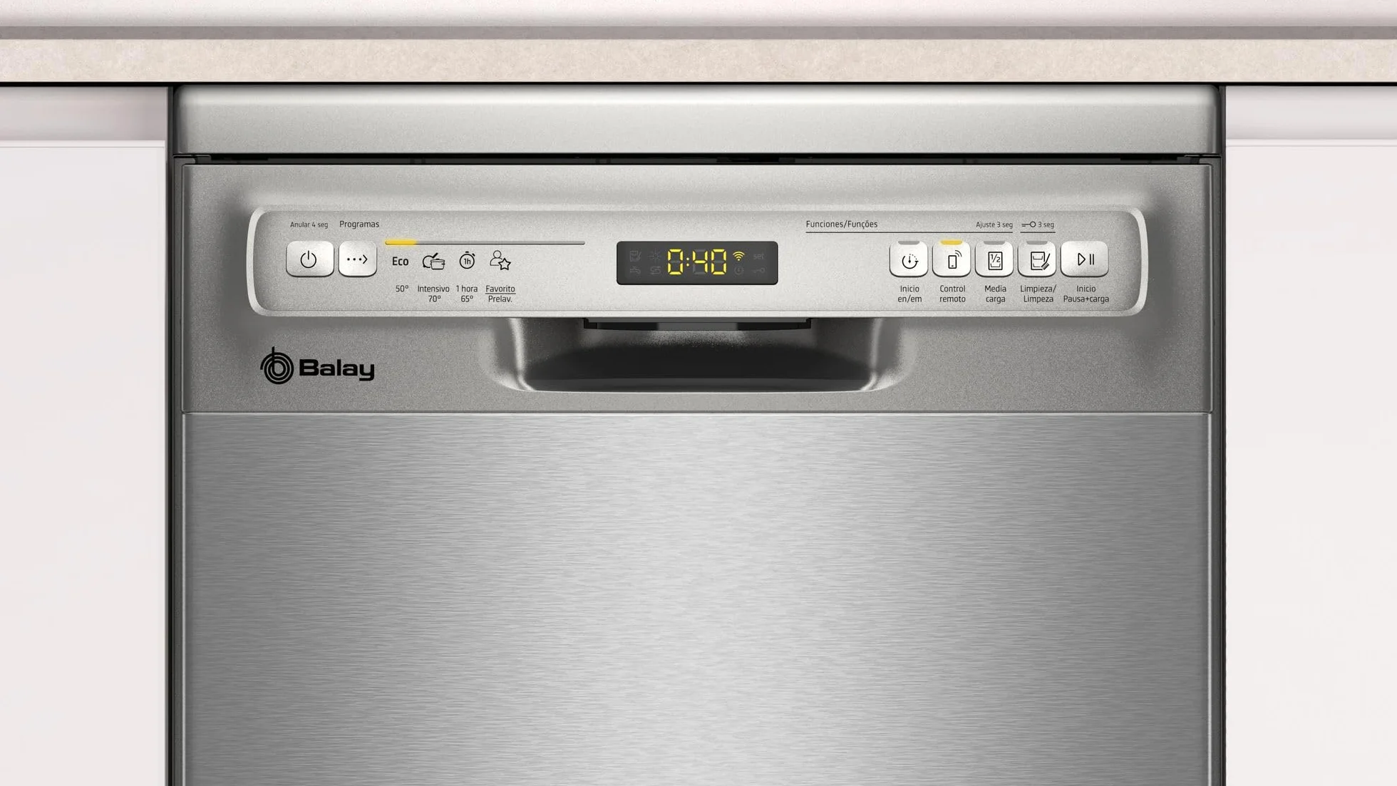 Balay Lavajillas Libre Instalación 45 cm Motor ExtraSilencio Home Connect Pantalla LED Acero Antihuelllas 3VN4030IA