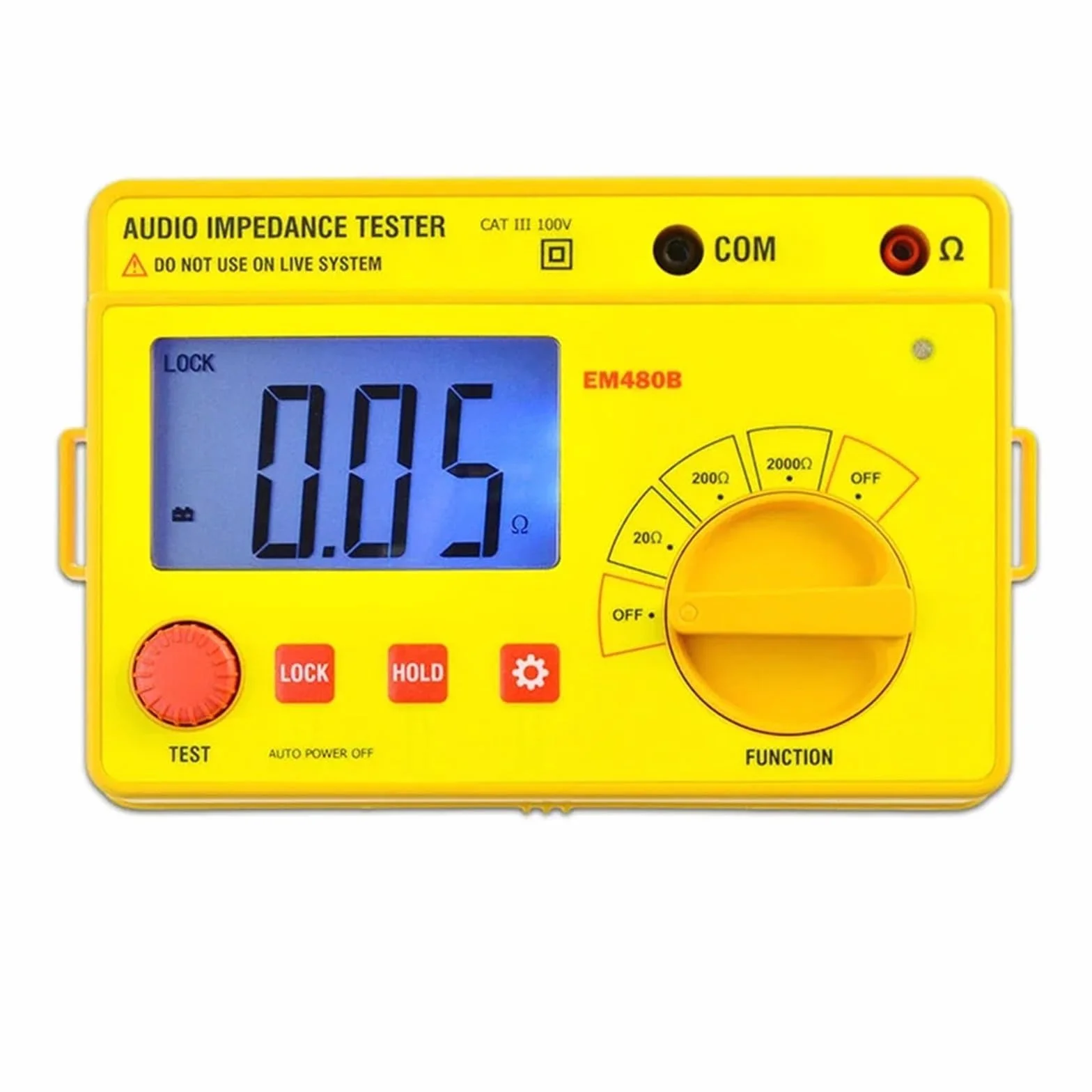 Medidor de impedancia de audio digital, rango de prueba: 20 Ω/200 Ω/2000 Ω, medidor de resistencia, frecuencia de prueba de 1 kHz, retención de datos EM480B Múltiples escenarios de aplicación