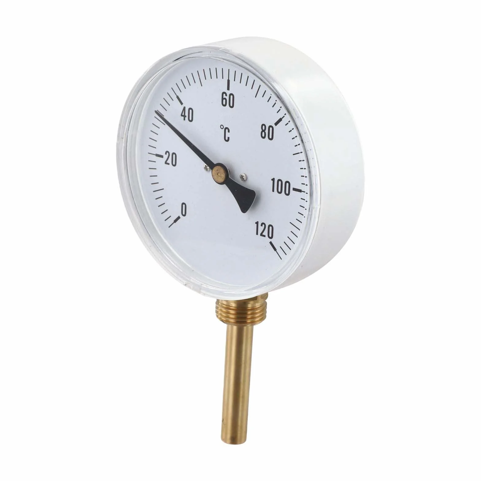 Termómetro bimetálico 100 mm 0-120 °C manguito inmersión G1/2 acero inoxidable rosca radial
