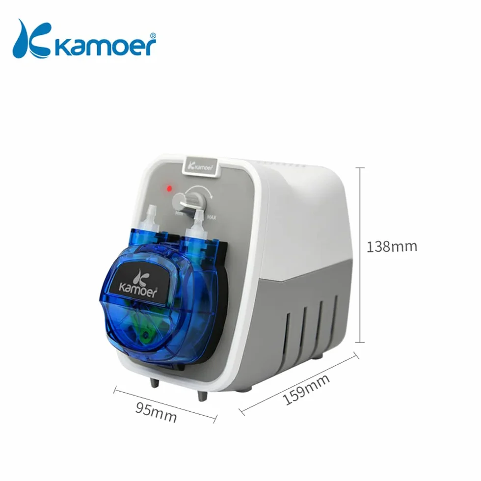 Kamoer KCPA600 24V bomba peristáltica bomba dosificadora de líquido de alto flujo 180-520 ml/min ajustable, tubo norpreno 4mm ID x 7.2mm OD