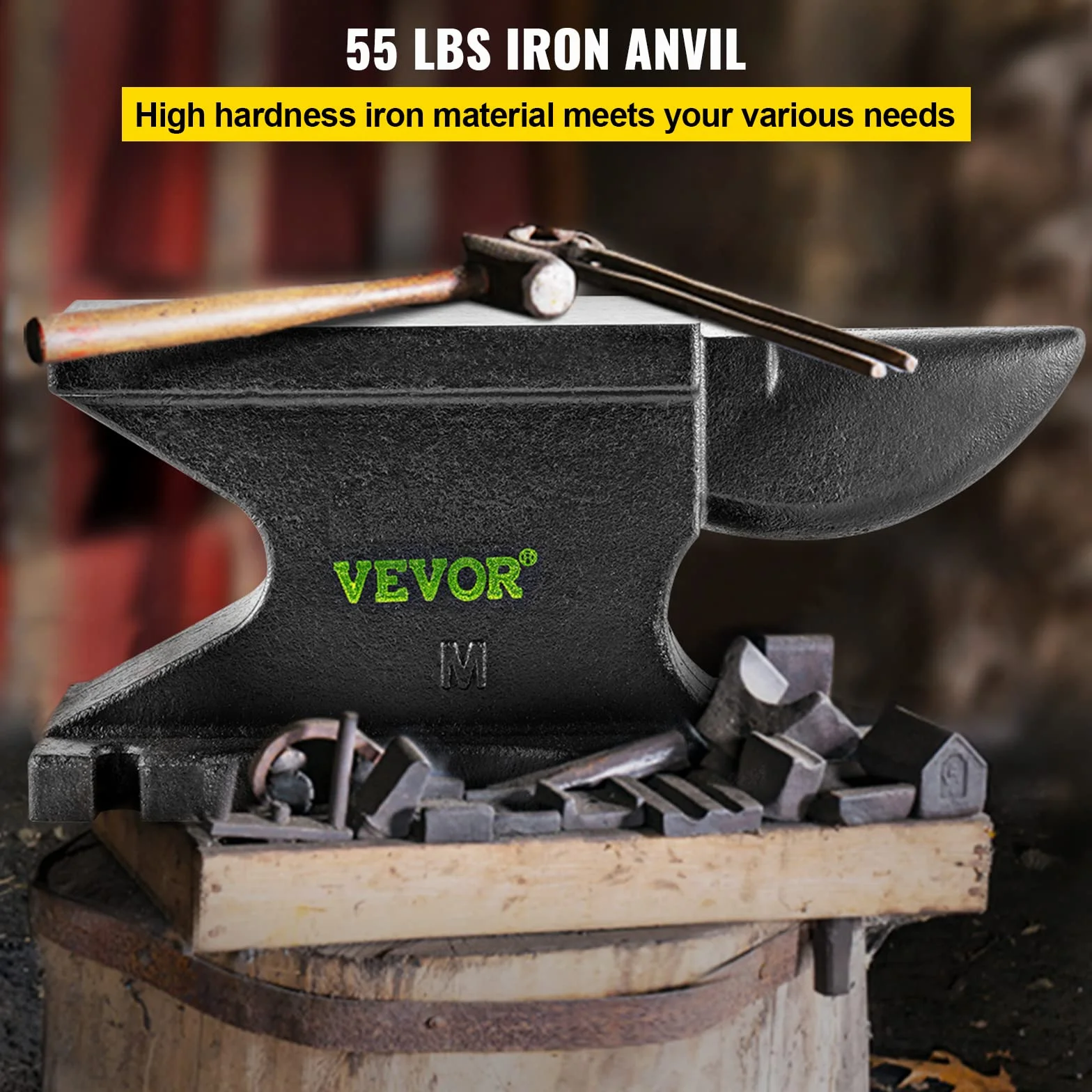 VEVOR Yunque de Hierro Single Beck Hierro Fundido 55lb 25kg Mini Yunque Cuerno 35.5 x 14.3 x 16.5 cm Mini Yunque Cuerno De Hierro Del Banco Yunque de Metal Yunque de Acero 209HB, Negro