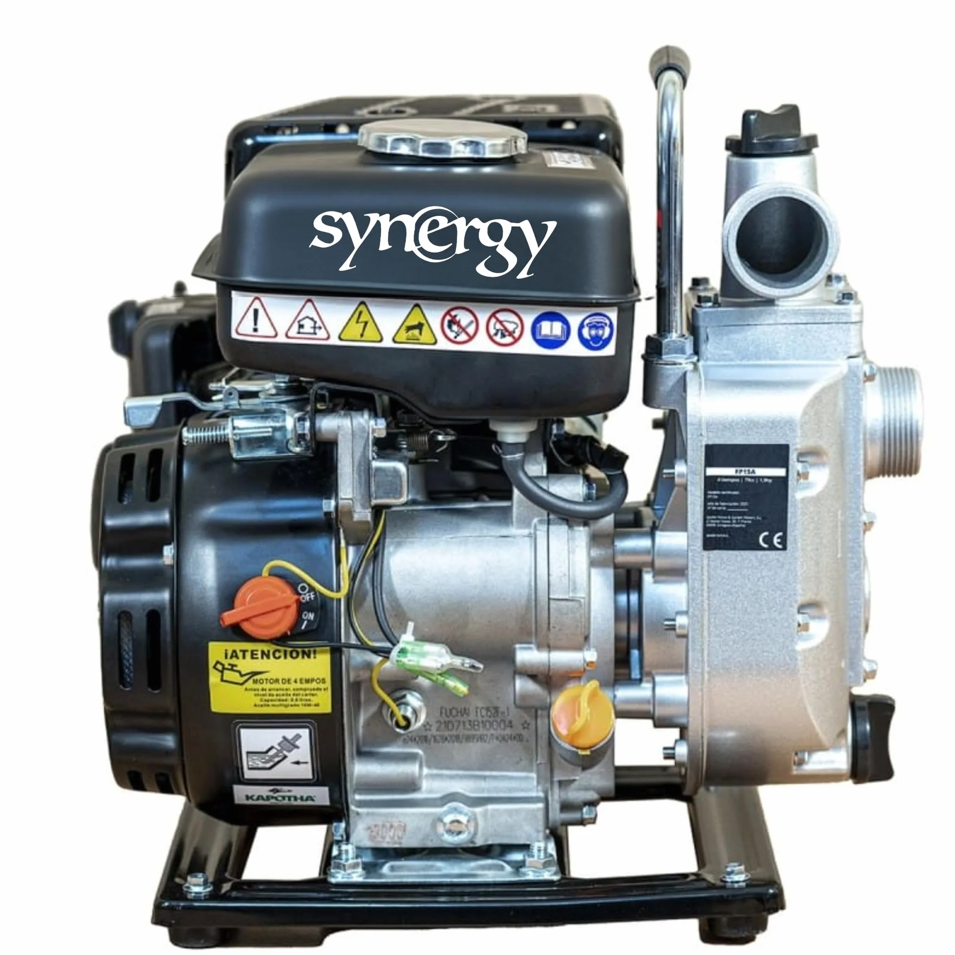 Synergy motobomba de agua a gasolina (79cc), Motor 4T, 12.000 L/h, entrada y salida 1,5" (38mm)