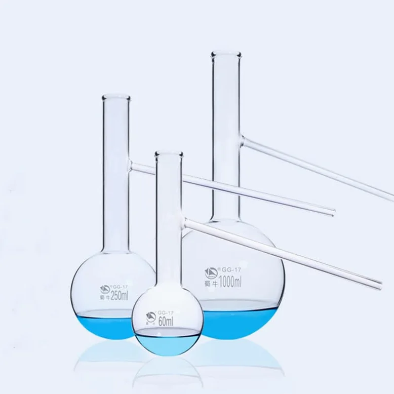 1 unids/Lote, matraz de destilación de Vidrio de 60ml-1000ml, matraz de ebullición de borosilicato de Laboratorio de Cuello Corto con Suministros de Laboratorio de Tubo Lateral (Size : 1000ml)