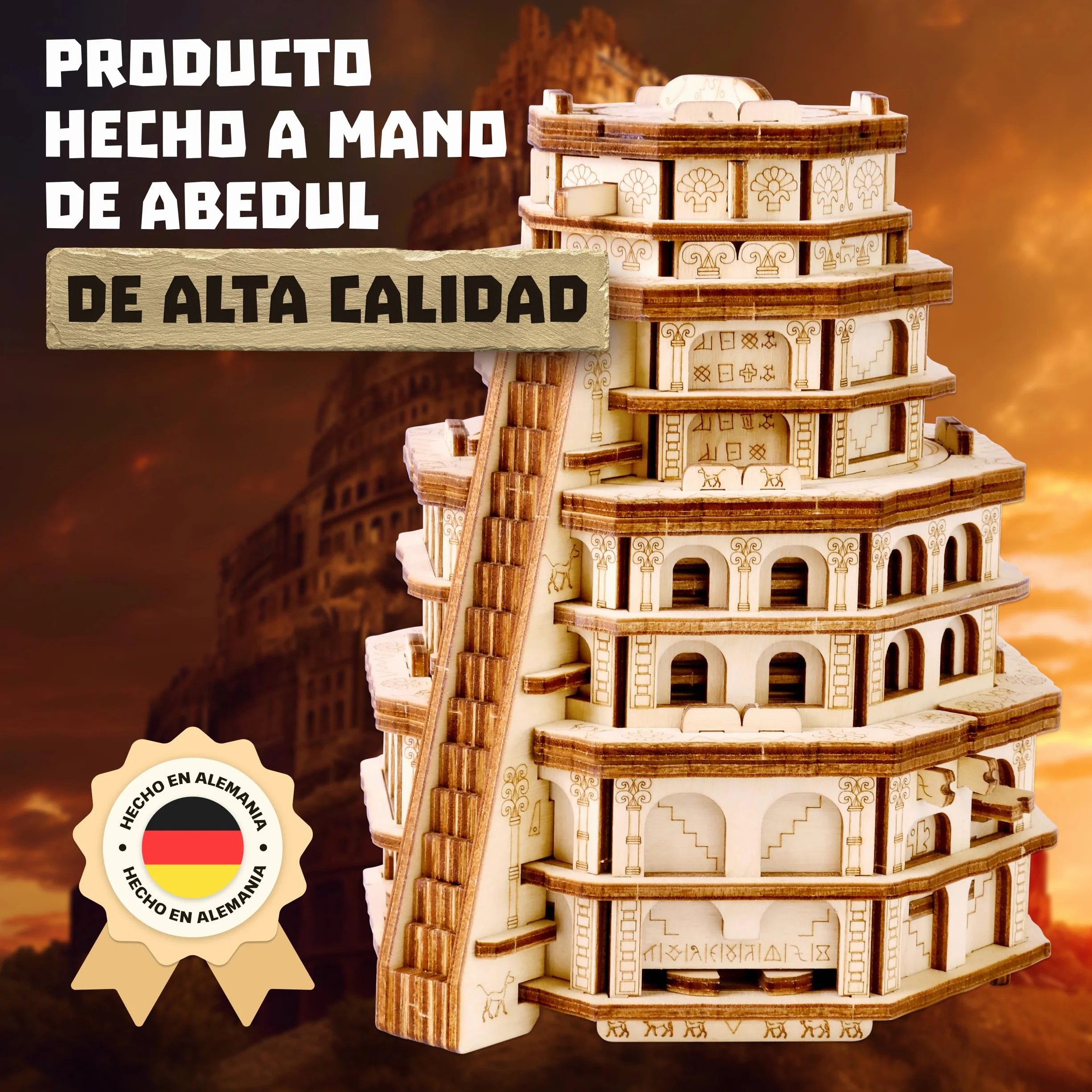 ESC WELT Quest Tower Caja Puzzle de Escape 3D Rompecabezas Desafiante para Adultos Juego Eco-amigable de Madera con Compartimento Oculto