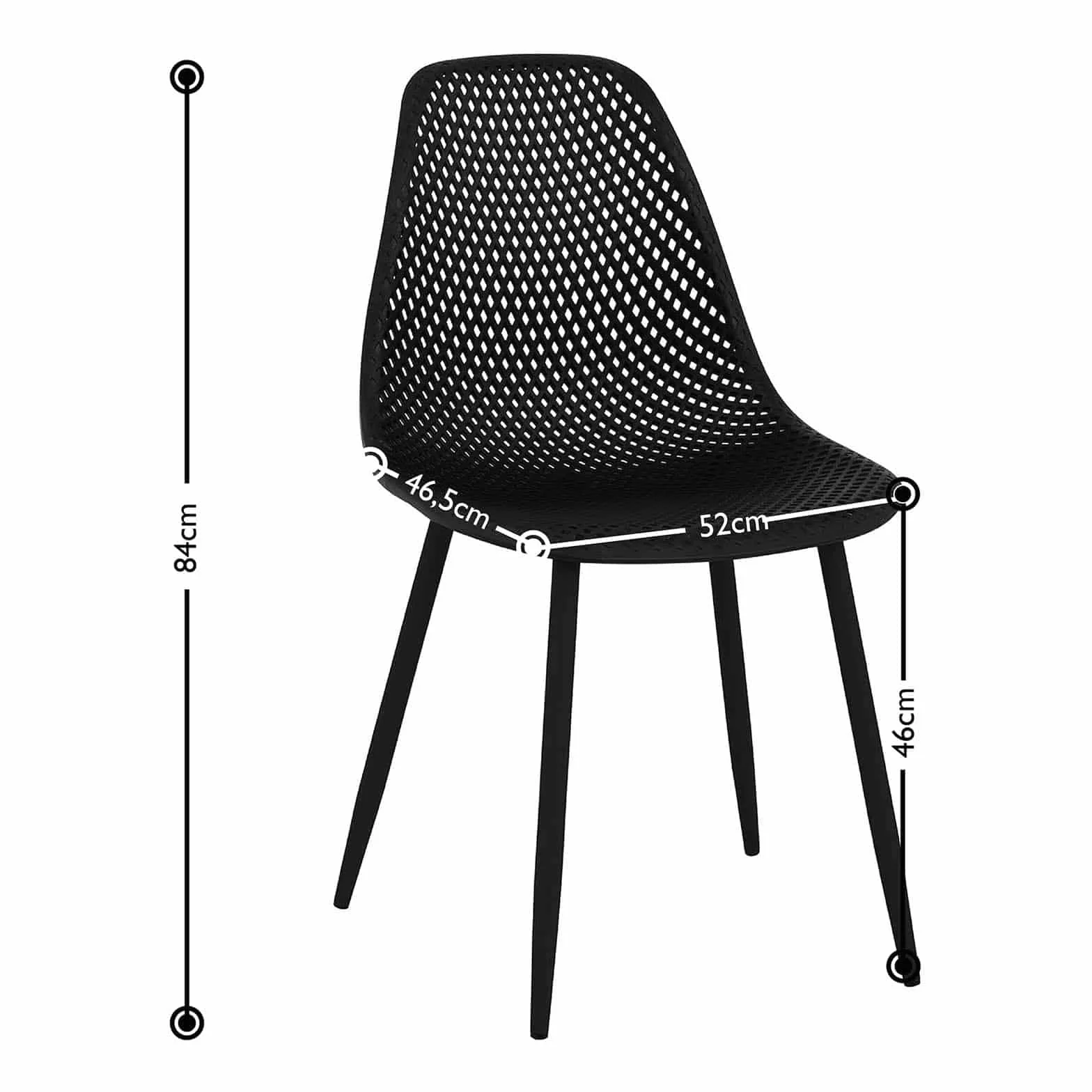 Fromm & Starck Set Sillas para Sala De Espera Cocina Asiento Star_Seat_13 (4 Unidades, hasta 150 kg, Asiento de 46 x 51,5 cm, Color: Negro)