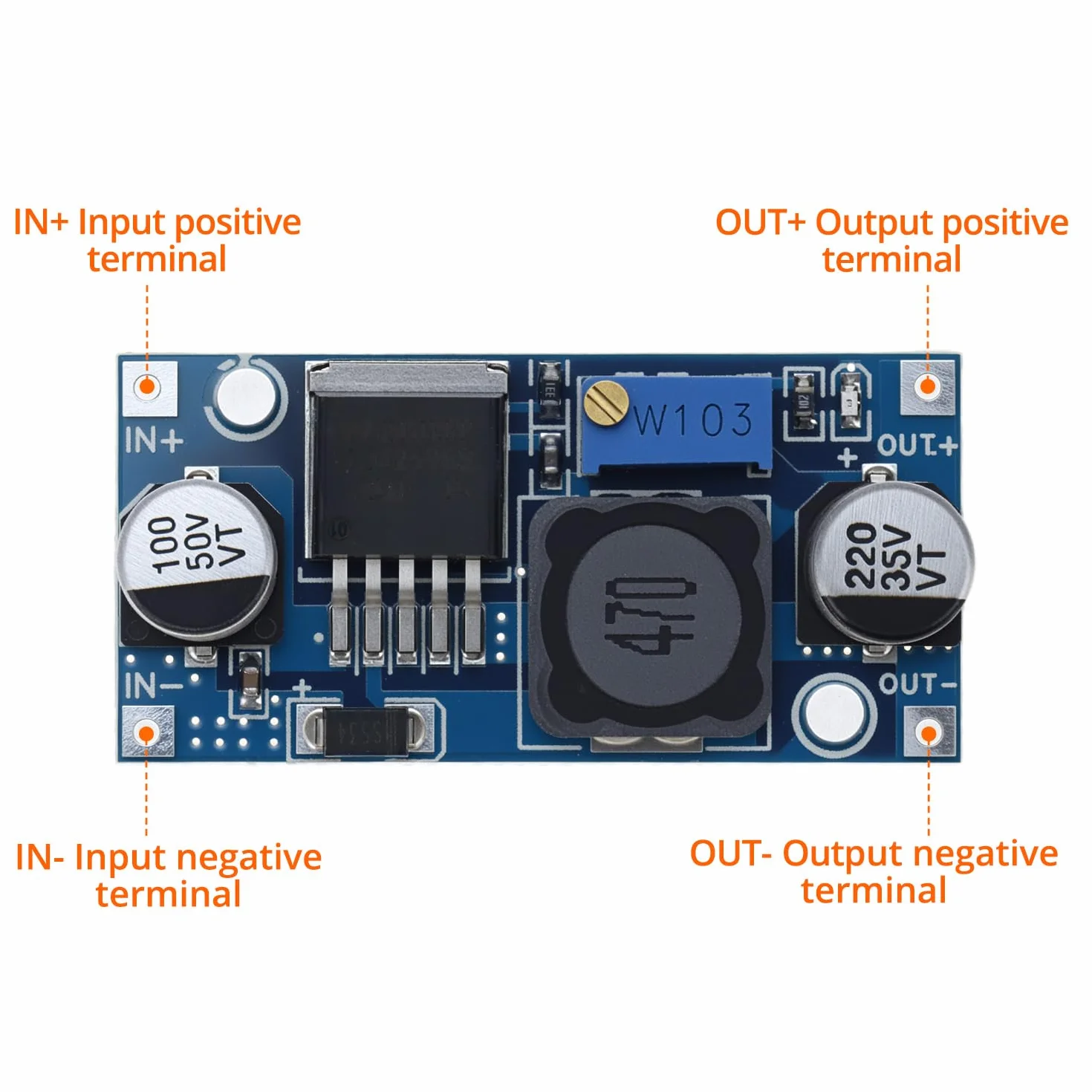 QWORK® LM2596S Convertidor Buck DC-DC 3.2-40V a 1.25-35V 3A – Módulo Reductor de Voltaje Ajustable de Alta Eficiencia para DIY y Robótica – Fuente de Alimentación Estabilizada, Pack de 5 Piezas