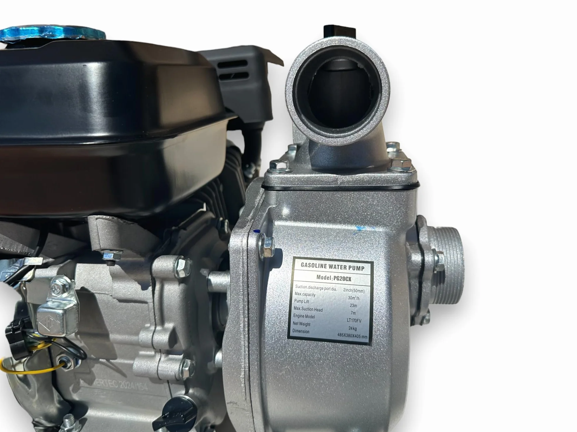 BOMBA DE AGUA GASOLINA CON MOTOR DE 4 TIEMPOS, 163cc CONEXION 50mm 30.000 LITROS POR HORA