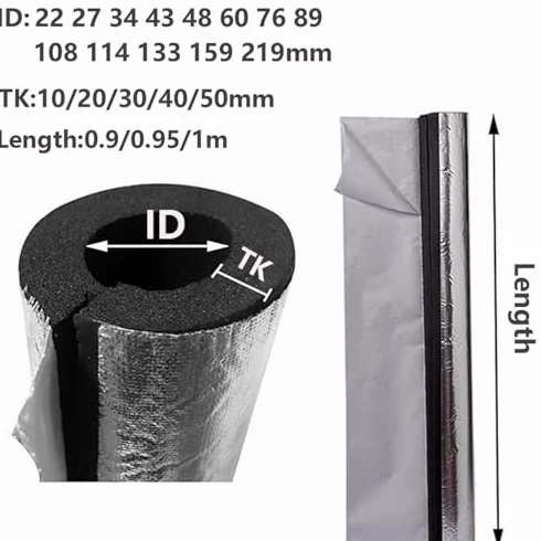 Tubo de espuma aislante de 22 mm para fontanería de calefacción de fitness, tubo flexible para conservar el calor del agua caliente y fría (22 mm x 20 mm x 0,95 m)