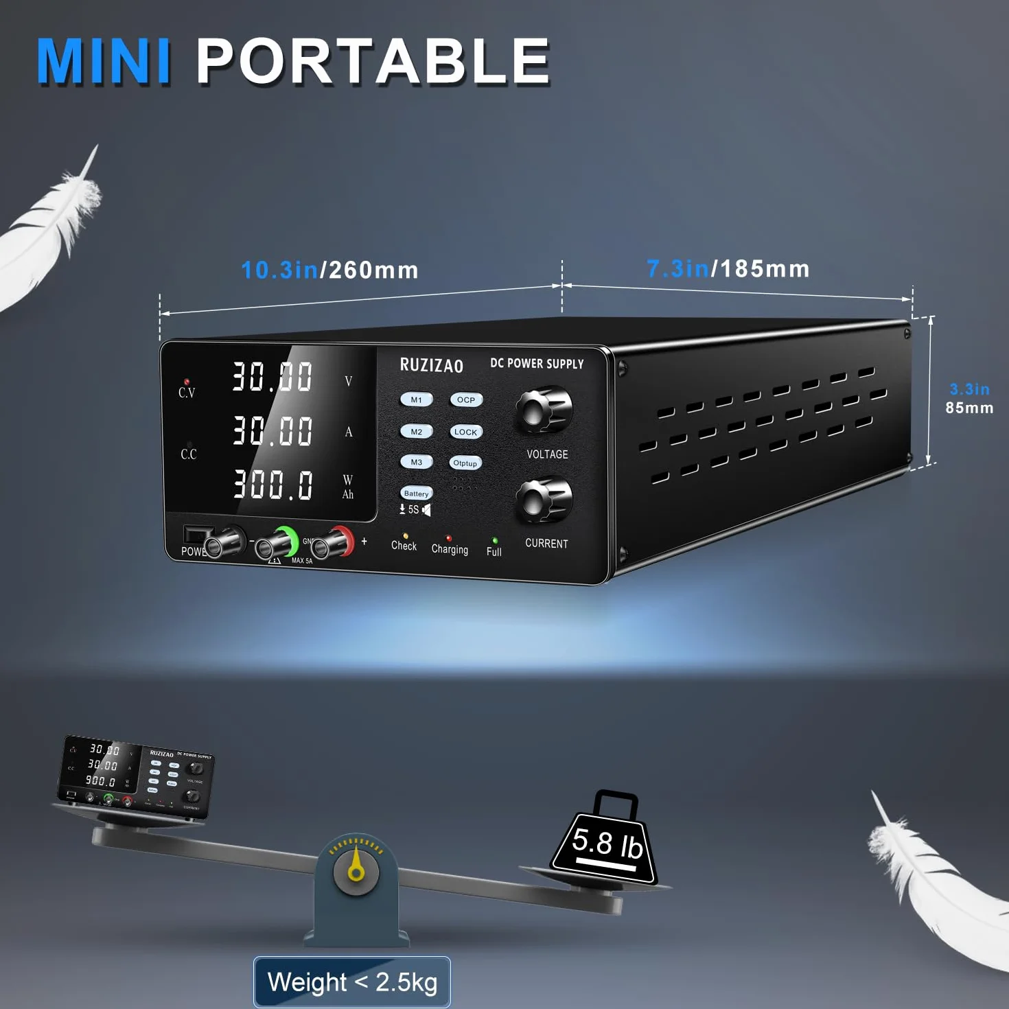 Fuente de alimentación de laboratorio (30 V, 30 A, 900 W, alta potencia, con botón codificador 6 V, 12 V, 24 V, para carga de batería/memoria almacenamiento función/función OCP