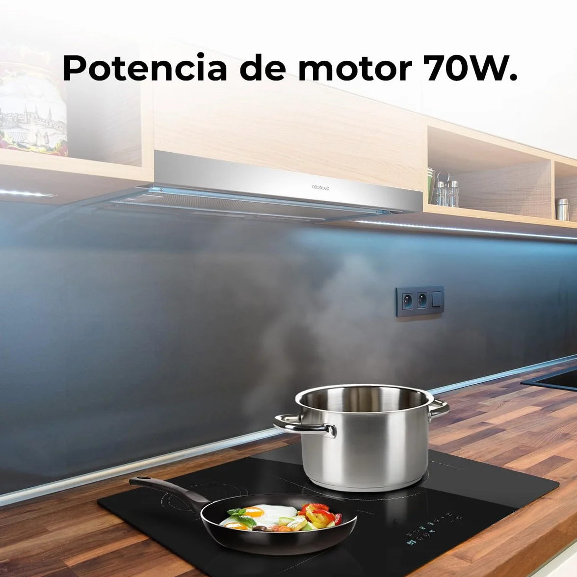 Cecotec Campana Extractora Telescópica 60 cm Bolero Flux TLM 603500 Inox 70W 350m3/h Control Mecánico