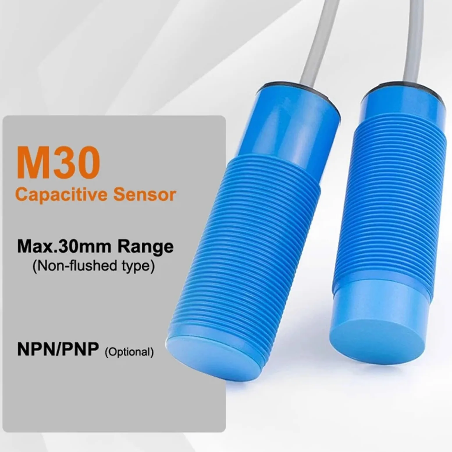Sensor capacitivo normalmente abierto M12 M18 M30 de largo alcance Salidas tipo CC Detección de objetos metálicos y no metálicos | M30 Non-Flushed 30mm,PNP.N.O.