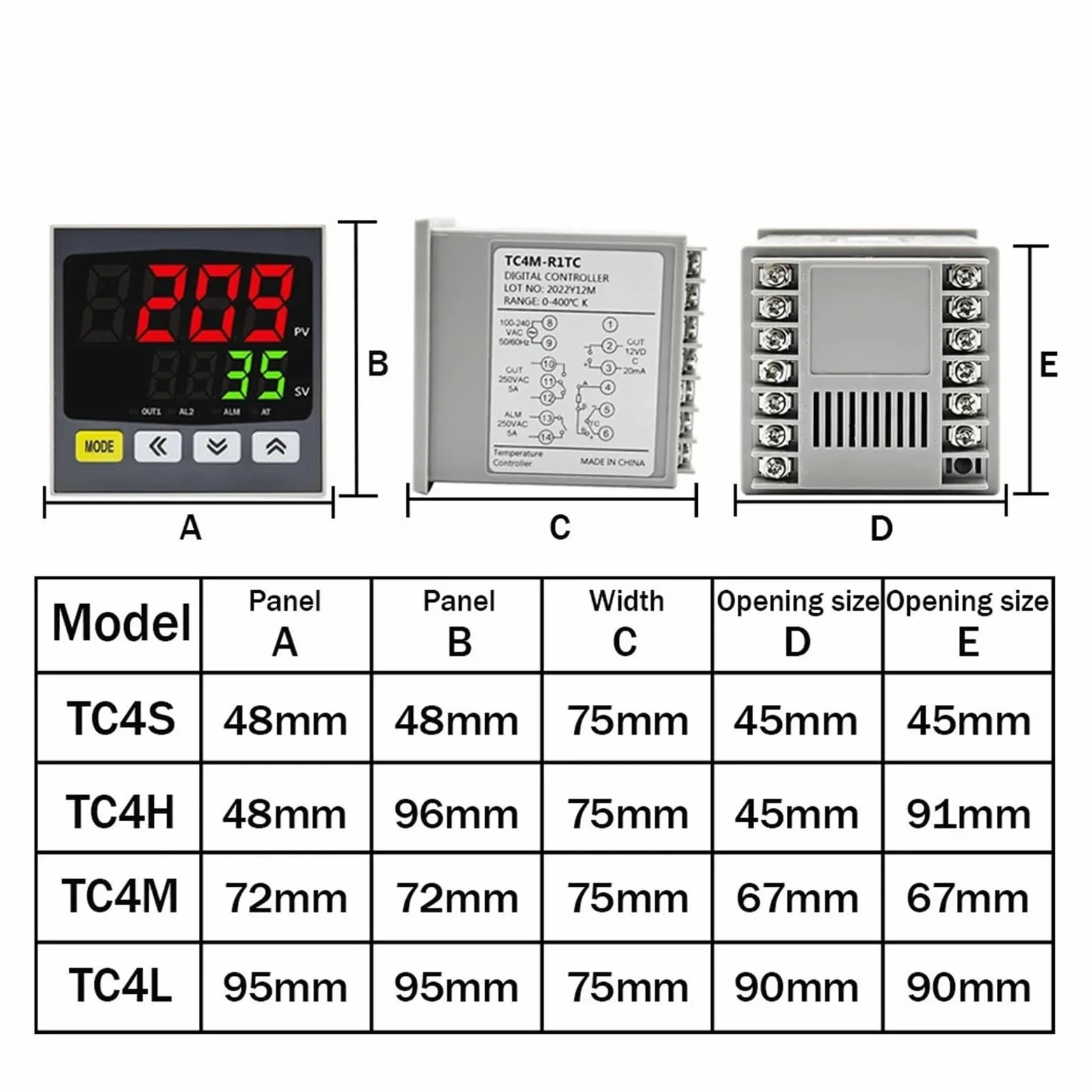 Termostato digital PID for calefacción y refrigeración, módulo de termostato con salida relé SSR, entrada 220 V(TC4M 40DA SR Cable)