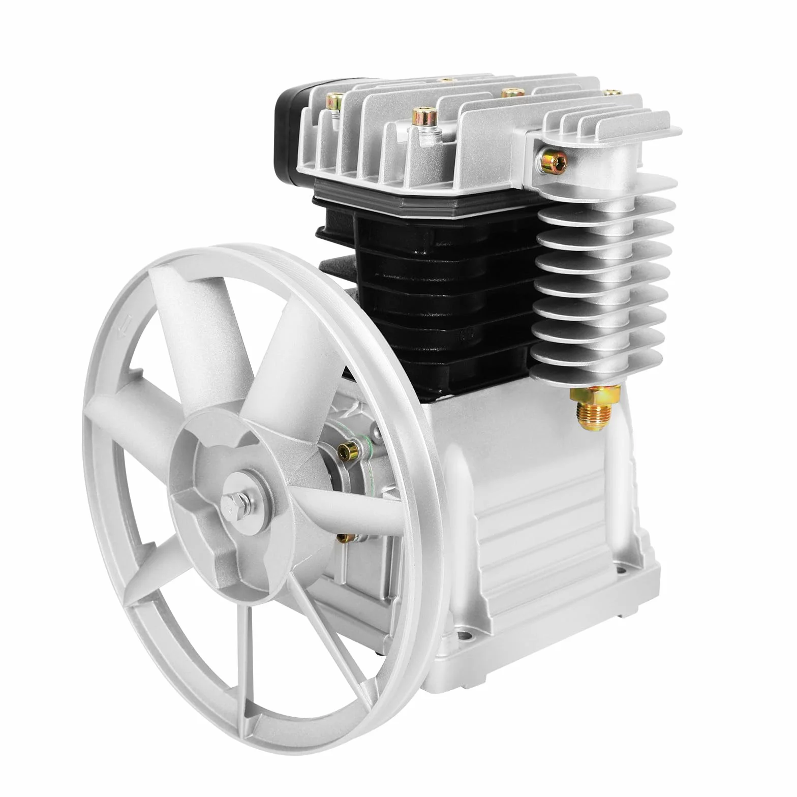 3HP - Cabezal de bomba de compresor de aire, 2065-420L, cabezal de compresor de aire con 2 cilindros y polea, compresor de pistón, silenciador, 250 l/min, 960 rpm, para la extracción de gas, síntesis