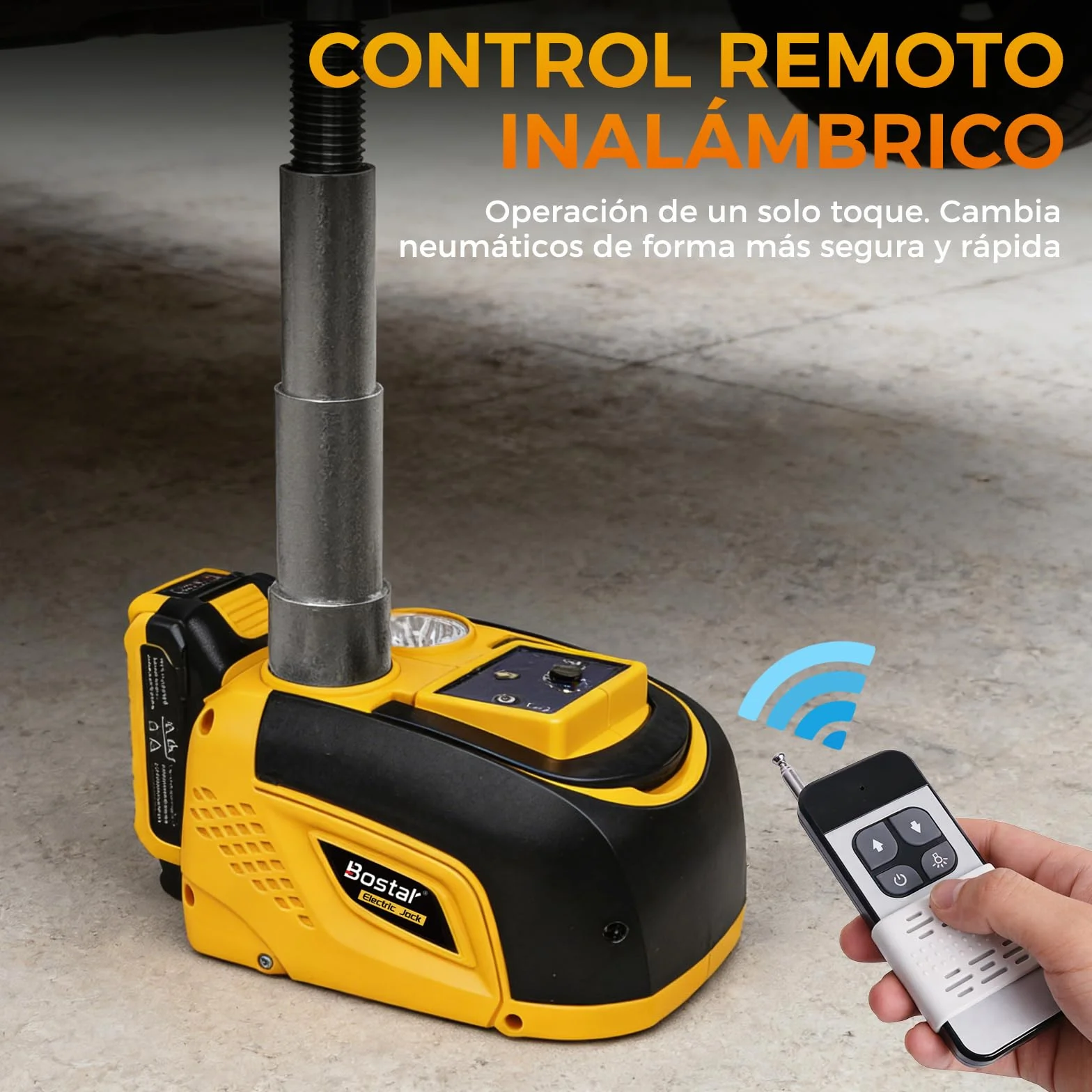 Bostar Gato Hidráulico Eléctrico 5T Compatible Makita-18V Batería, Kit Elevador Coche Inalámbrico con Mando a Distancia, Altura 15-45cm, Herramienta Cambio Rueda para SUV, Todoterreno y Furgoneta