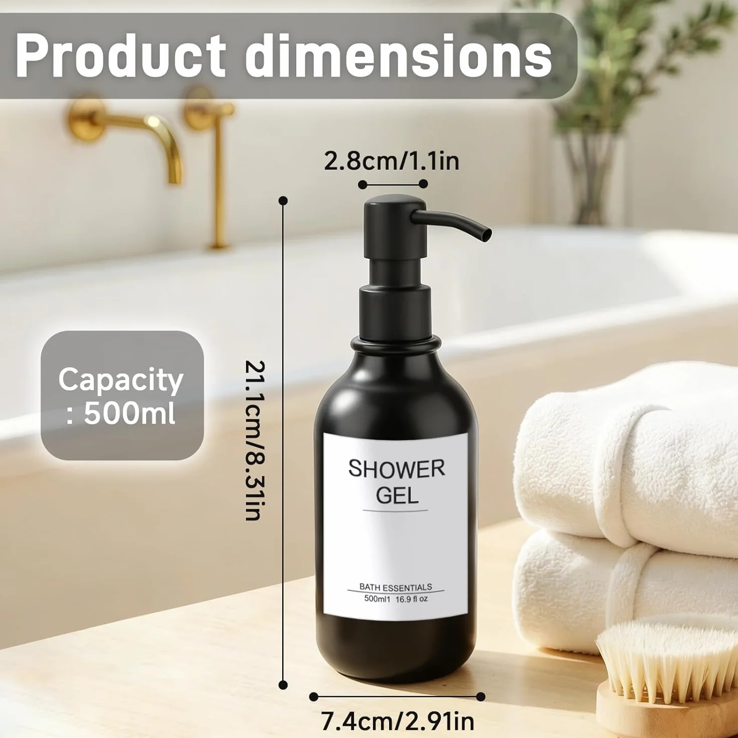 Dispensador Jabón Baño Pared 3 Piezas Botellas Vacías 500 ml Dosificador Bomba Plástico