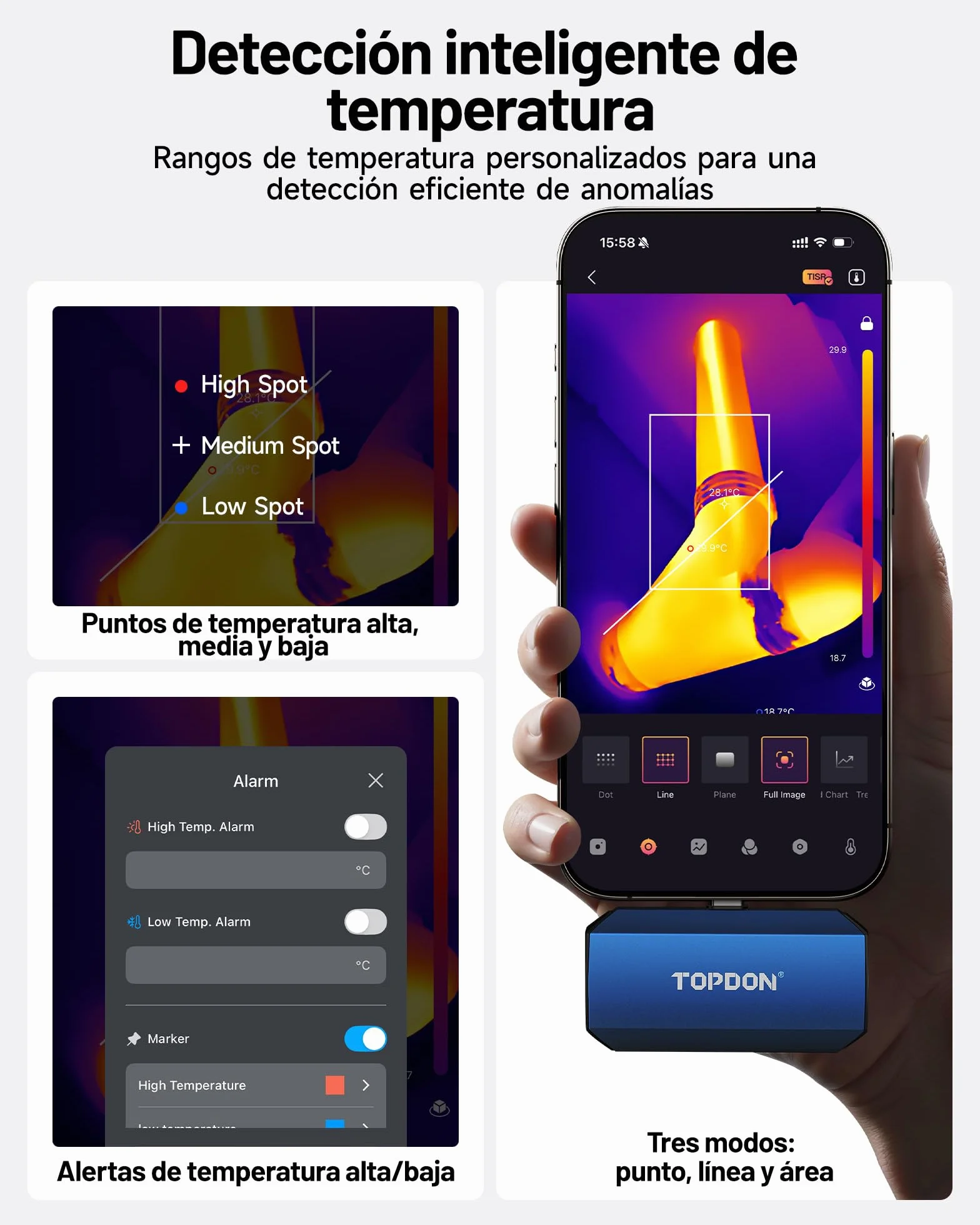 TOPDON TC001 Max Cámara Termográfica Infrarroja USB-C 1.5MP 512x384 25Hz -20℃ a 550℃ para Android iPhone