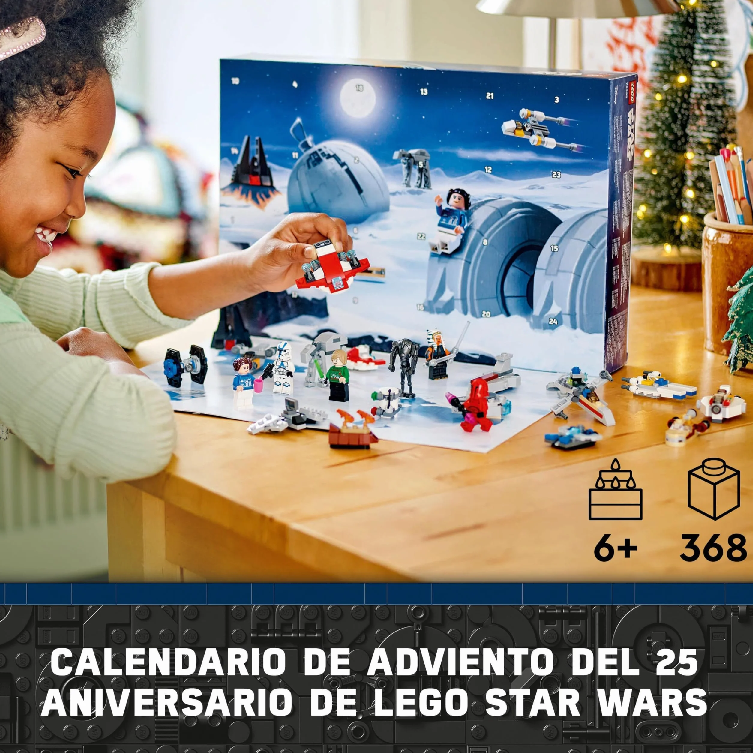 LEGO Star Wars Calendario de Adviento 2024 75395 con 18 Mini Juguetes y 6 Minifiguras