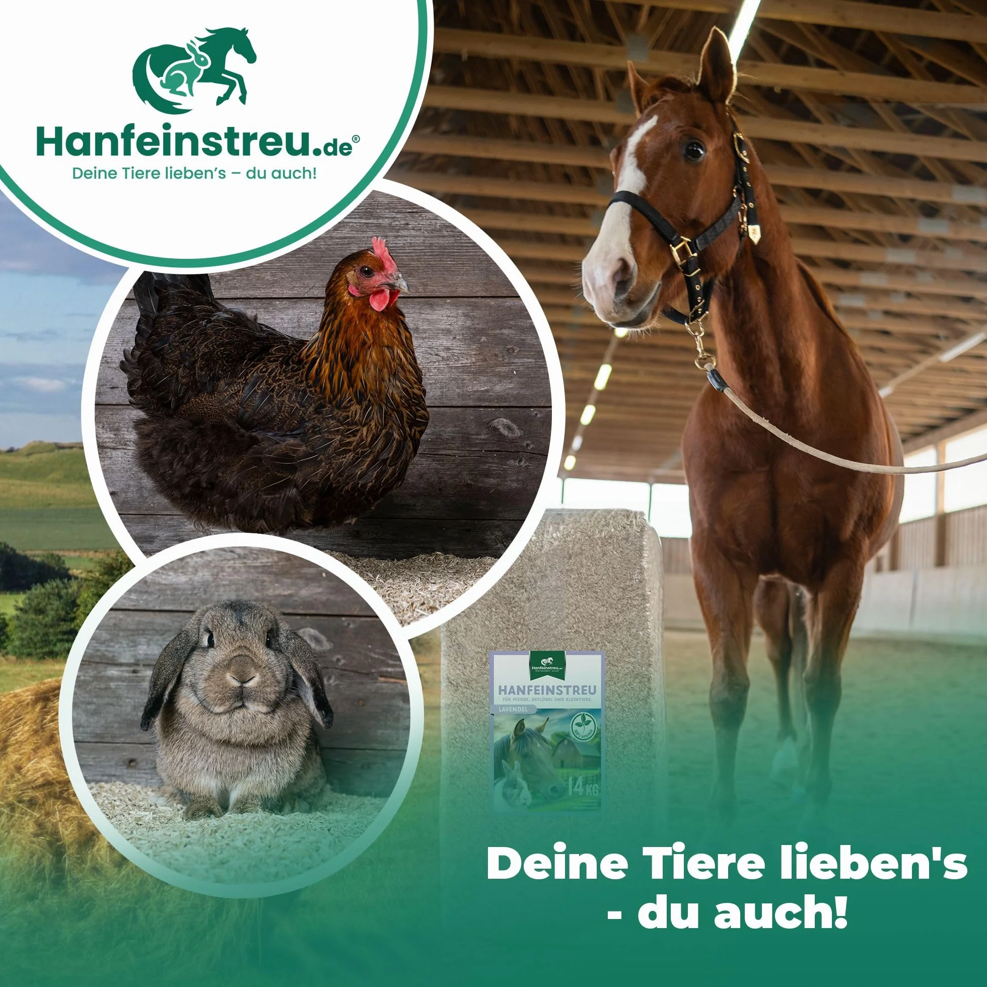 Arena de cáñamo 100% natural 140 litros para animales pequeños, gallinas y caballos