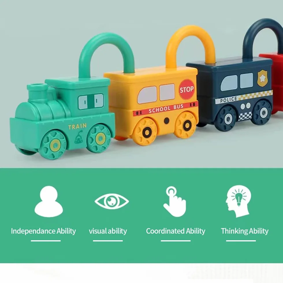 Coche Juguete con Llave de Bloqueo Montessori Tren Montaje Colores Números Educativo Juego Regalos Niños 3 4 5 Años