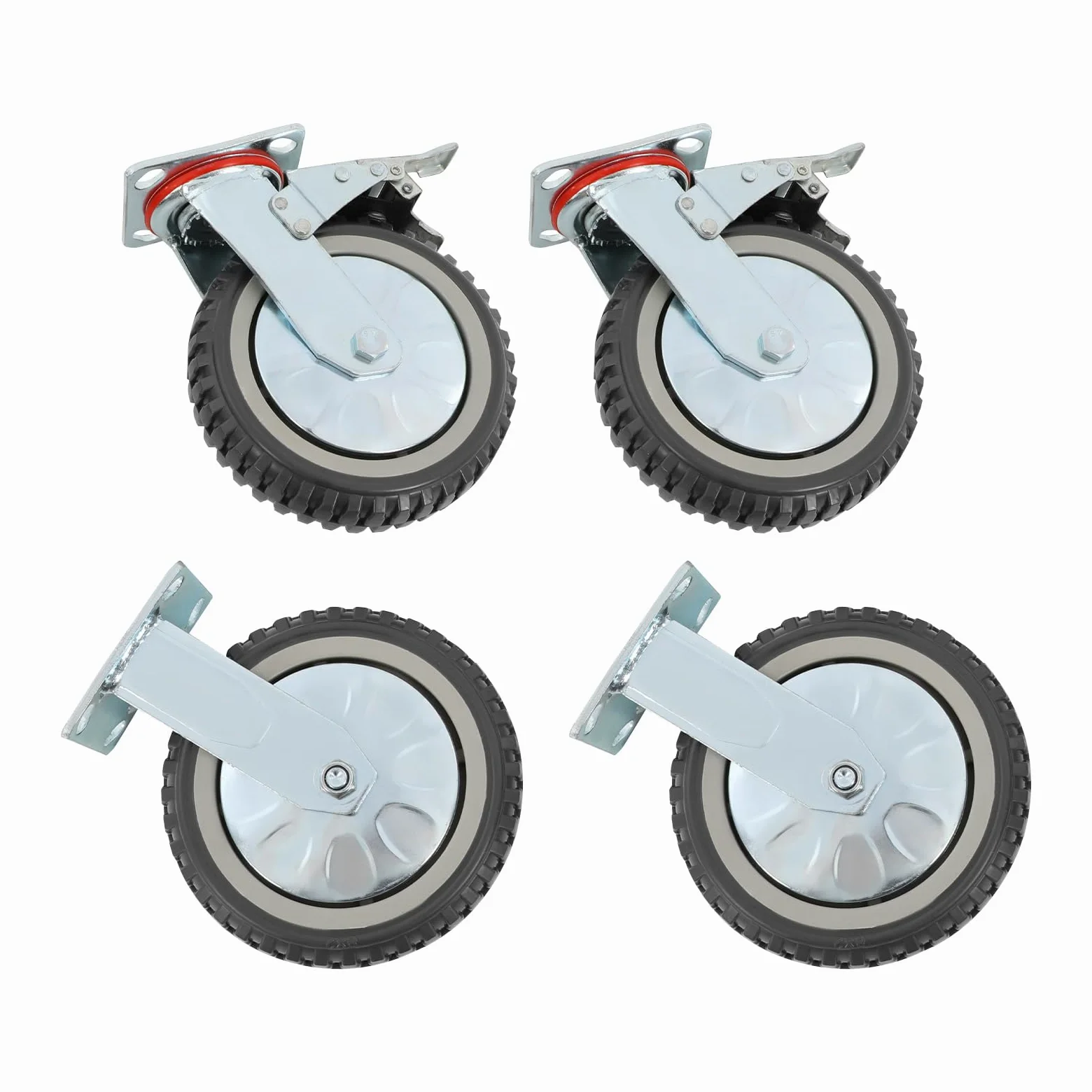 4 ruedas de transporte, 200 mm, ruedas fijas industriales, ruedas de alto rendimiento, capacidad de carga 700 kg