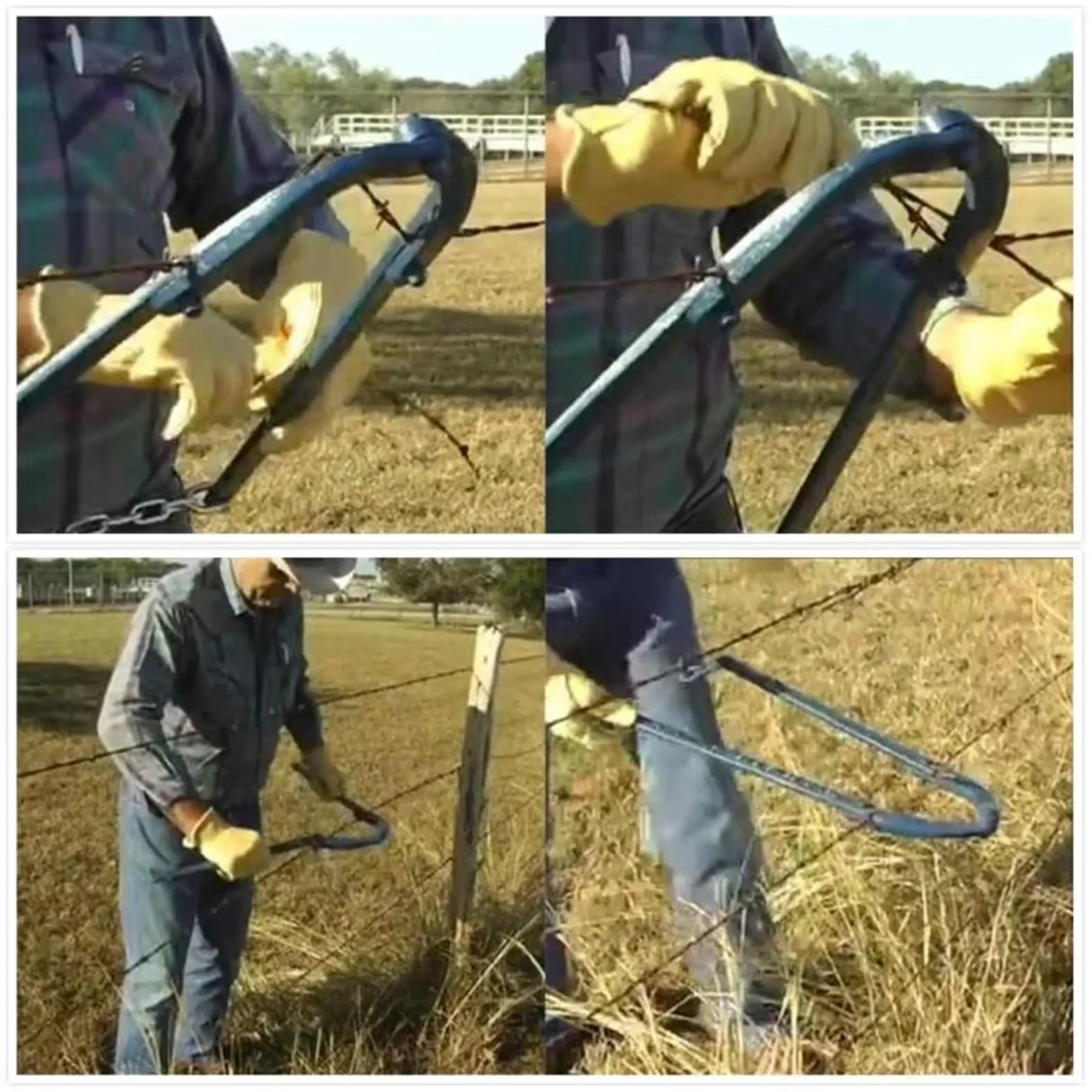 Tensor de alambre de valla resistente, herramienta de ensanchamiento de valla de eslabones de cadena para granja, reparación de valla de caballos y césped, ensanchador de alambre de púas de jardín