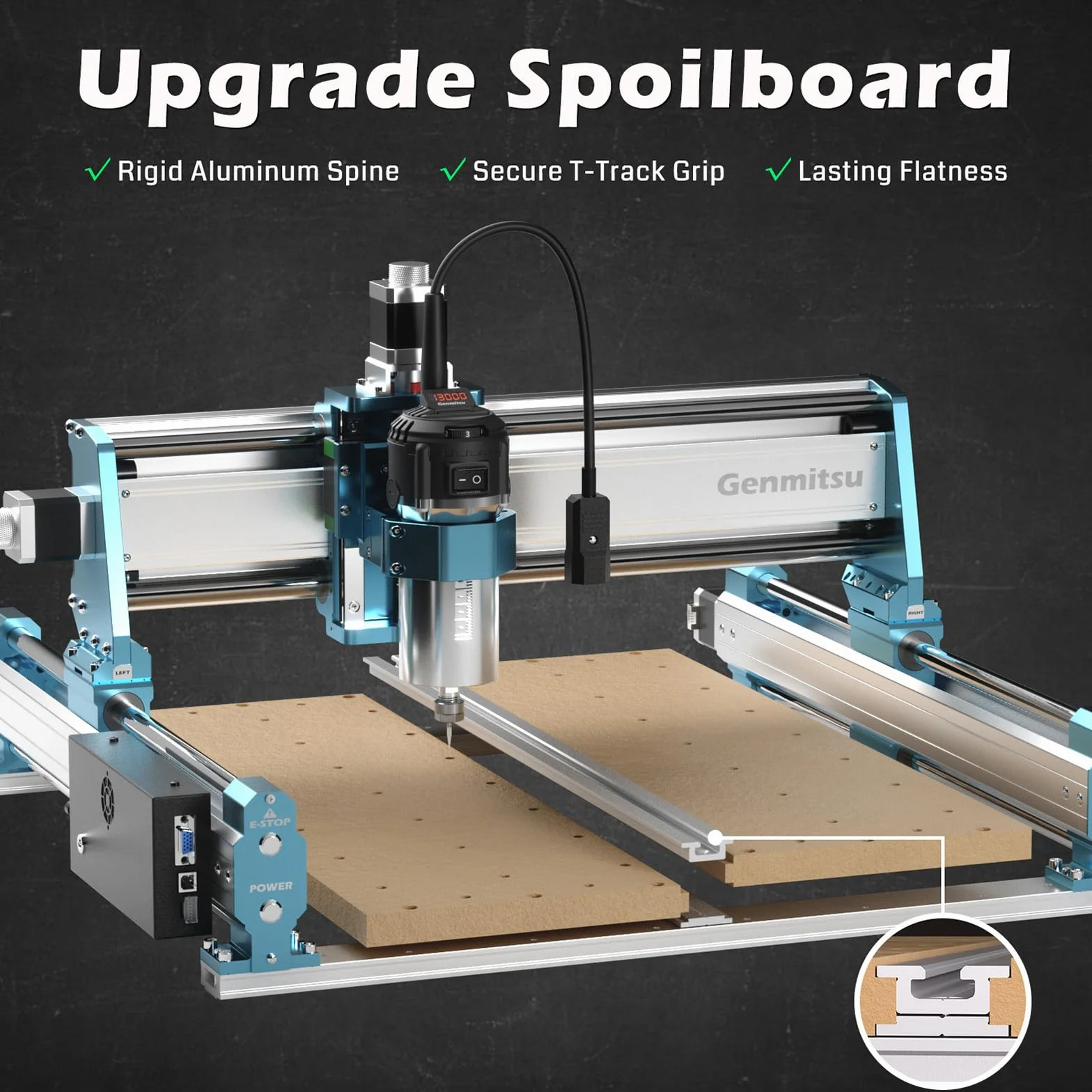Genmitsu 4040-PRO MAX - Fresadora CNC para fresado de madera, metal y acrílico, control GRBL, máquina de grabado de 3 ejes con recortadora de 710 W y accionamiento de riel lineal