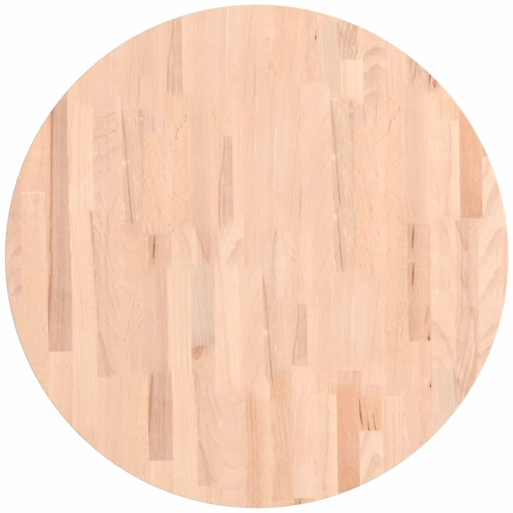 vidaXL Tablero Redondo, Superficie de Mesa Auxiliar, Tablero de Mesa de Centro, Tablero de Muebles de Repuesto, Madera Maciza de Haya Ø70X2,5 cm