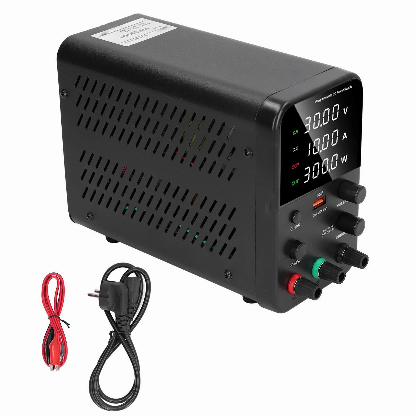 Garosa Fuente de Alimentación DC Variable 0-30V 0-5A Regulada Conmutada Ajustable con Control de Codificador, Carga Rápida USB y Ventilador de Temperatura Inteligente para (Enchufe de la UE AC230V)