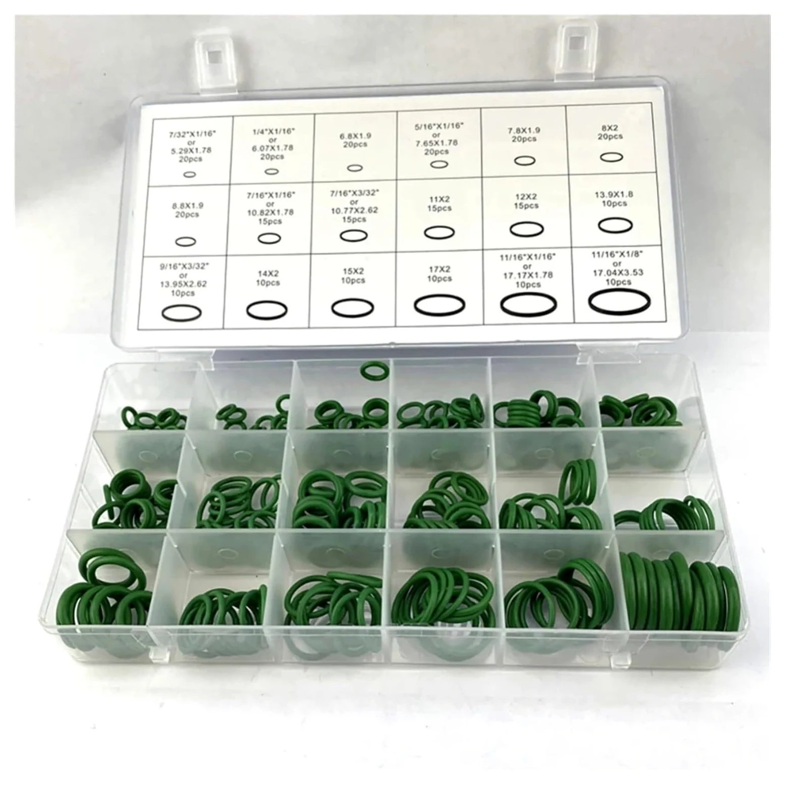 Junta tórica de Goma, Juego de Anillos de Sellado de 18 tamaños, Juego de Arandelas de Juntas de Aire Acondicionado R134a(270PCS)
