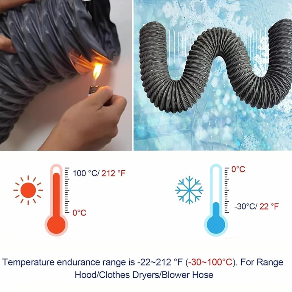 Tubo Flexible De Secadora Extractora 5m 10m Pvc Nylon Manguera De Extracción De Aire, Conductos Ventilación Cocina Deshumidificador Climatización(10m (32ft),160mm(6.3inch))