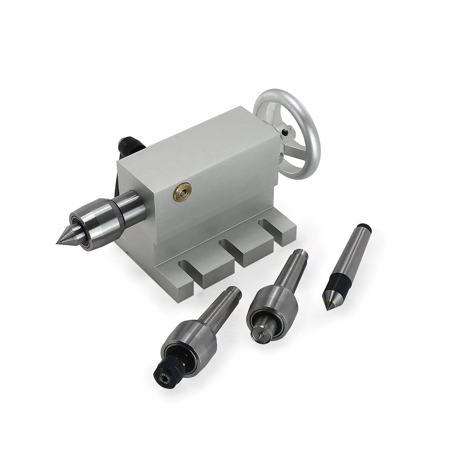 RATTMMOTOR Cono central Morse de 65 mm, 2 piezas de contrapunto móvil MT2, con 4 cabezales intercambiables para ejes giratorios CNC y piezas de torno de metal