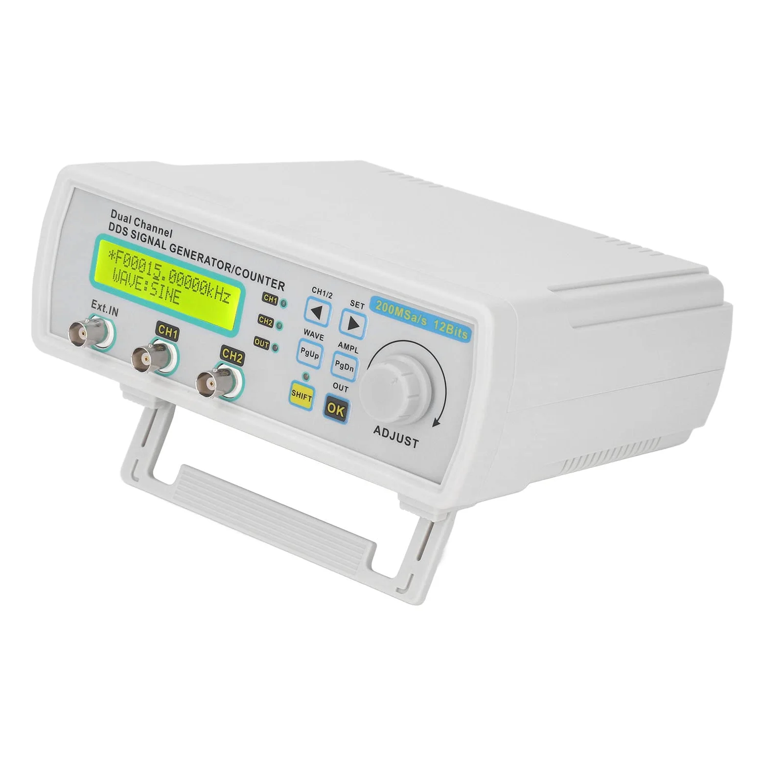 Gonetre Contador de Generador de Señal DDS, Generador de Función de Forma de Onda Arbitraria de Doble Canal de 25MHz (Enchufe europeo 100-240V) | Forma de Onda Programable de 2 Canales, Amplitud de 20 Vpp, Medición de Frecuencia, 16 Formas de Onda de Usua