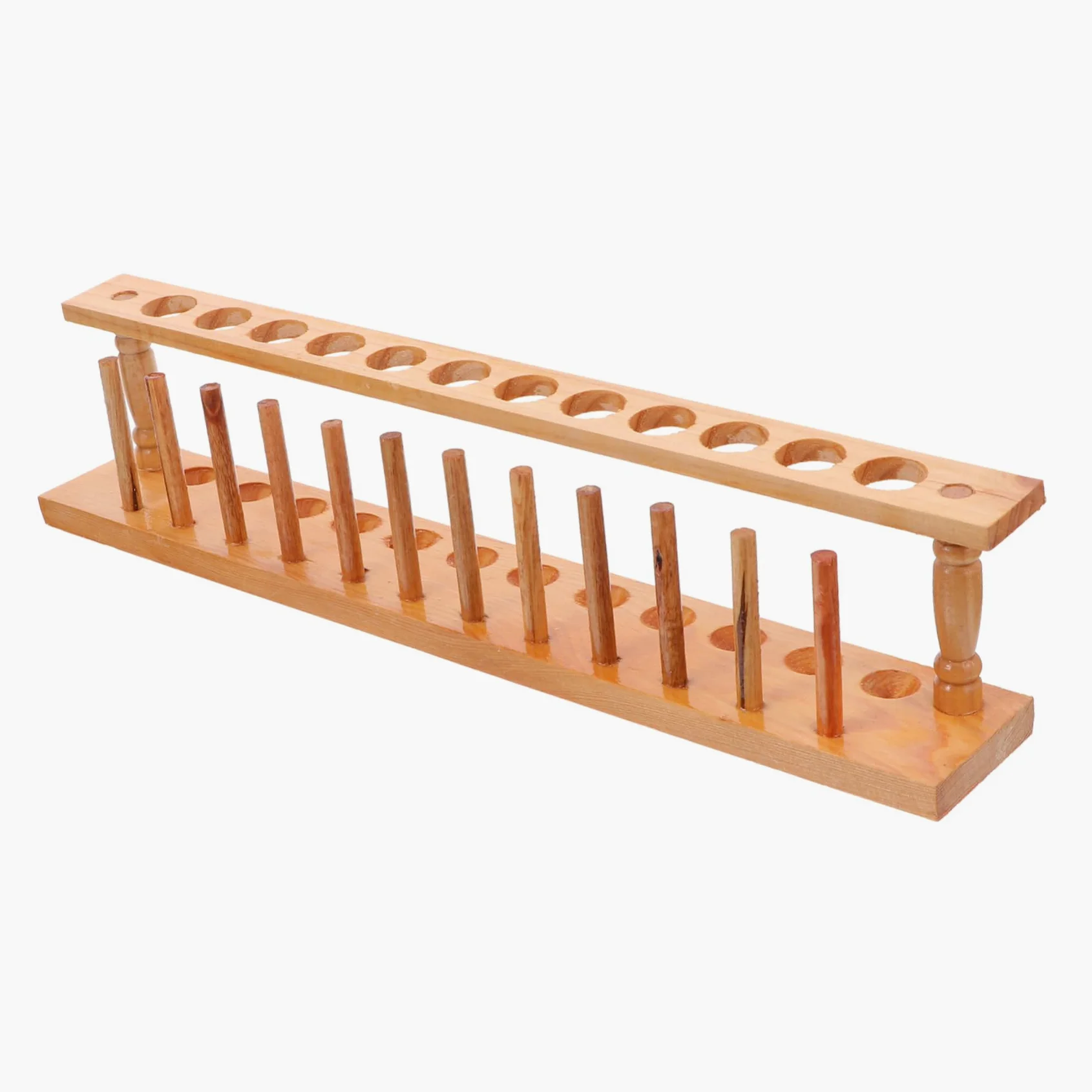 Cabilock Gradilla para Tubos de Ensayo de Madera Beige, Bien Pulida y Que No Daña las Manos, Adecuado para Laboratorio y Uso Escolar
