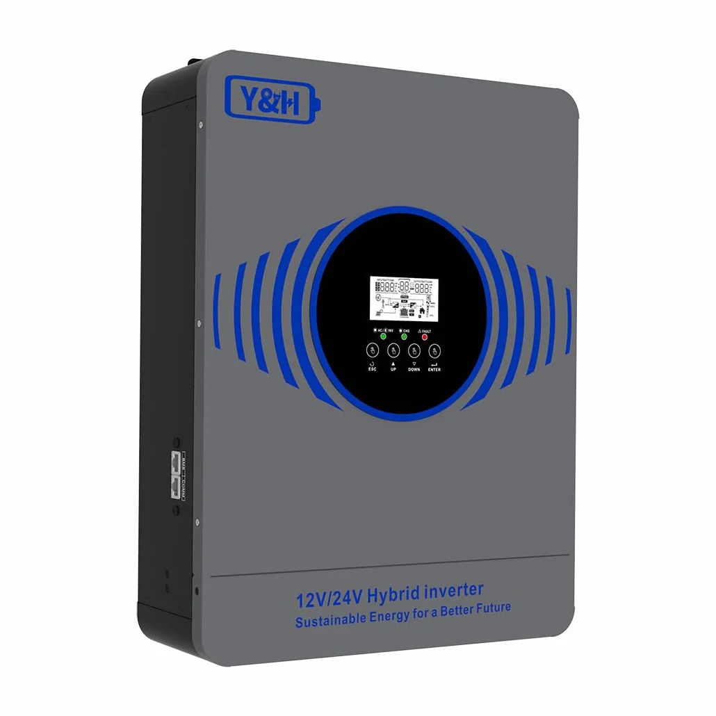 Y&H Inversor solar híbrido de 4200W con dos voltajes de batería 12V 24V integrado MPPT 100A cargador solar máximo potencia PV 4000W entrada con BMS WLAN comunicación independiente de la red
