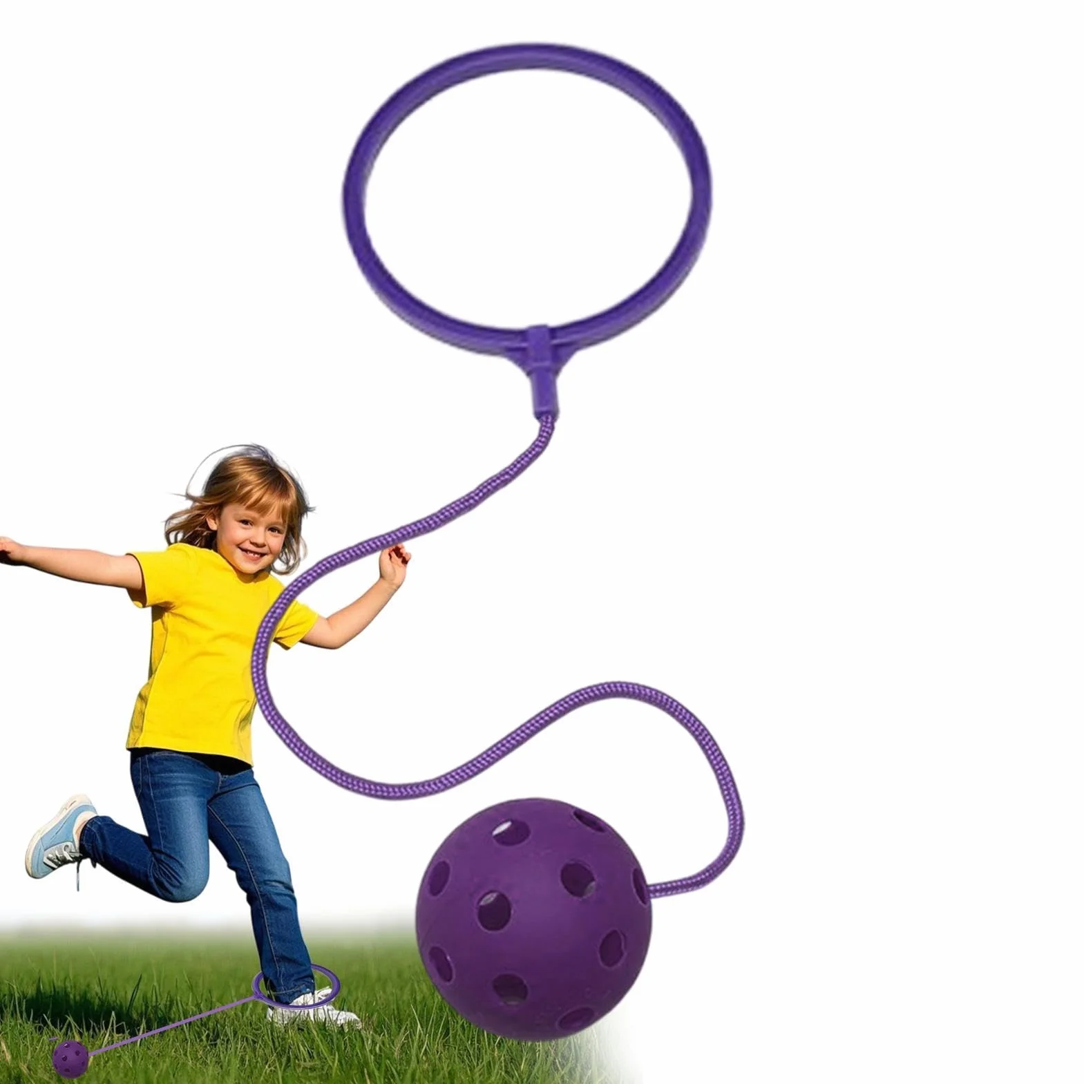 Skip Ball Toble Toble para Niños, Anillos de Salto al Aire Libre con Rueda Giratoria, Alternativa a la Comba