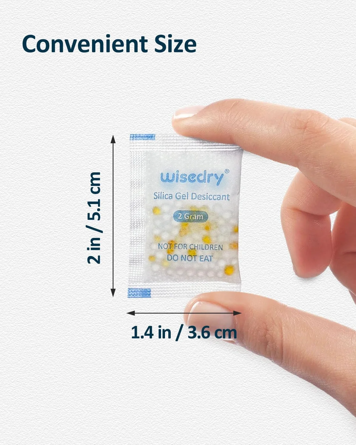 Wisedry Pequeñas bolsitas de gel de sílice desecante 2 Gramos [120 paquetes] para almacenamiento de alimentos, absorbentes de humedad