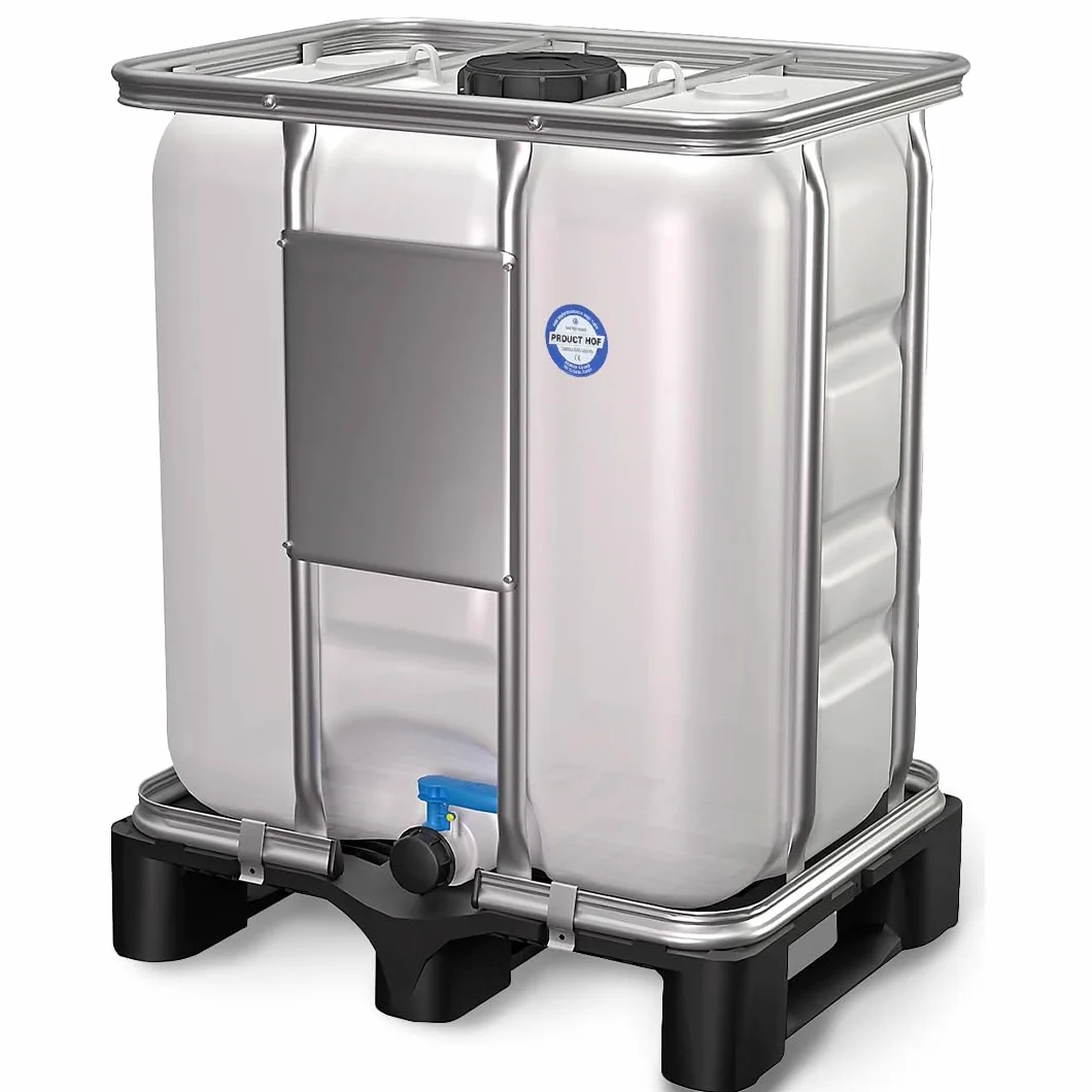 Depósito IBC 300 litros - Contenedor Plástico Industrial Compacto con Palet Plástico, Homologado UN y ADR, Ideal para Almacenamiento Seguro de Agua, Líquidos Alimentarios y Químicos.