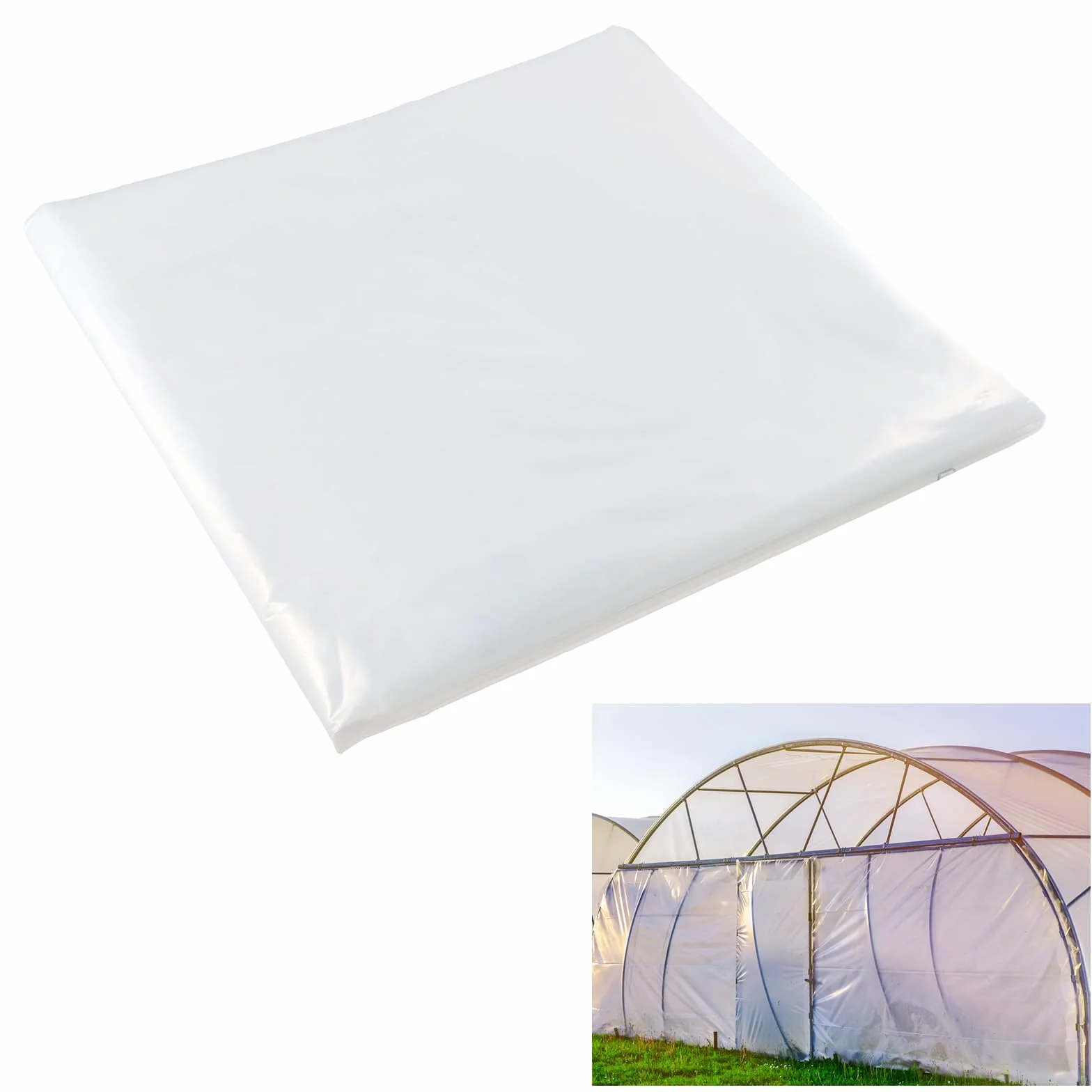Película de Polietileno Extra Gruesa Transparente 2 x 4m 780g, Impermeable, Resistente al Desgarro para Jardinería y Protección