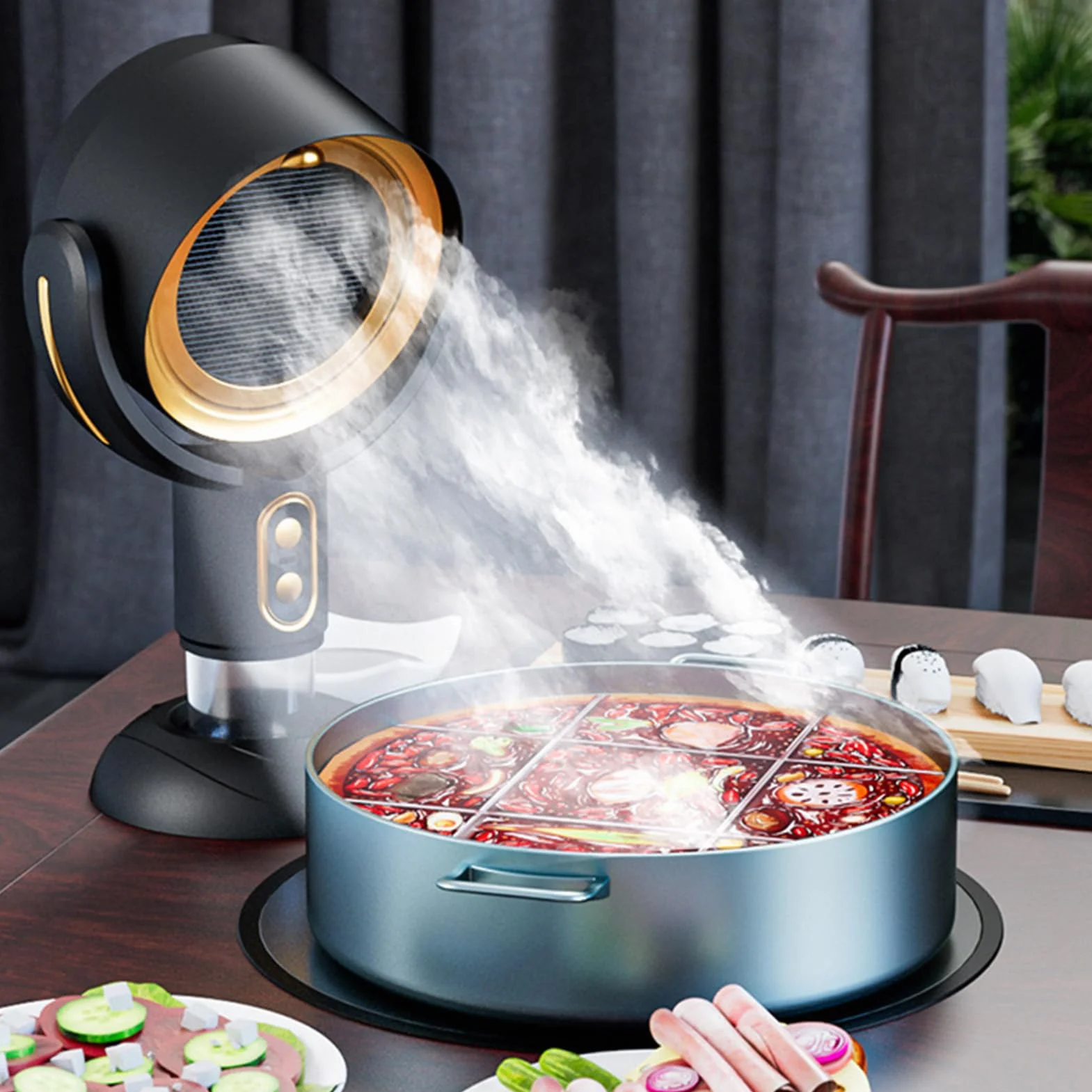Portable Range Hood Desktop Cooking Ventilation Extractor Mini Kitchen Air Filter Fan USB Rechargeable Two Speed Adjustment Quiet Operation