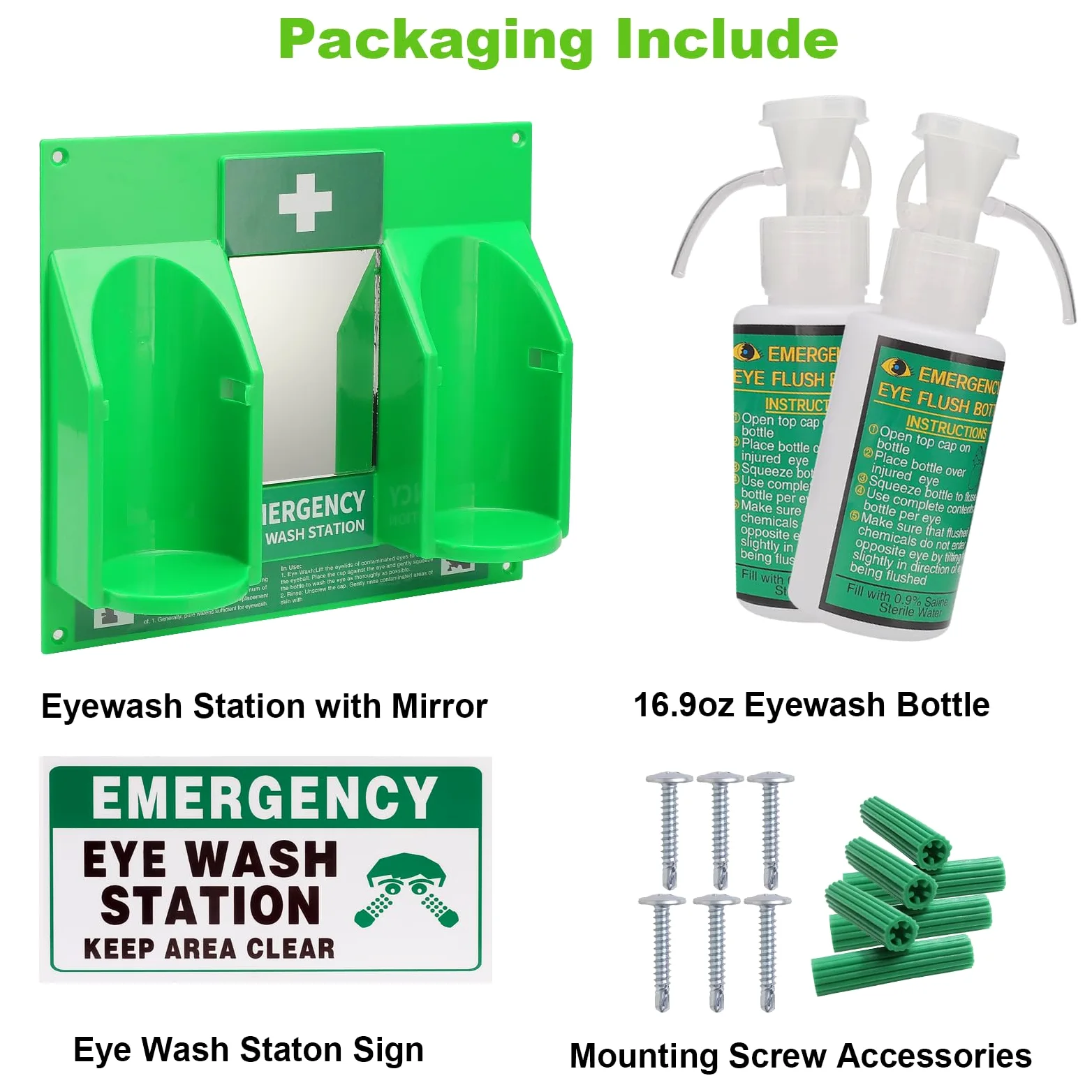 Botellas para enjuague de ojos portátiles (473 ml, 2 unidades, sin solución de enjuague para los ojos