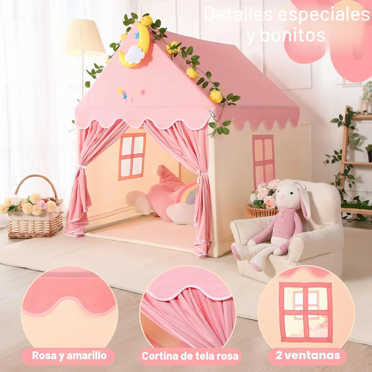 Wilwolfer Tienda de Juego para Niños Tipi Casa Infantil de Tela Interior Exterior Juguete