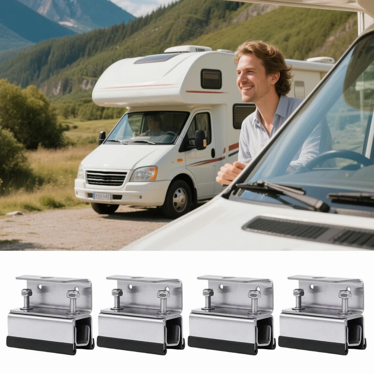Soporte Para Paneles Solares Kit de 4 Soportes de Montaje para Paneles | Estructura De Acero Inoxidable Para Techos De Caravanas, Embarcaciones, Remolques Y Camping