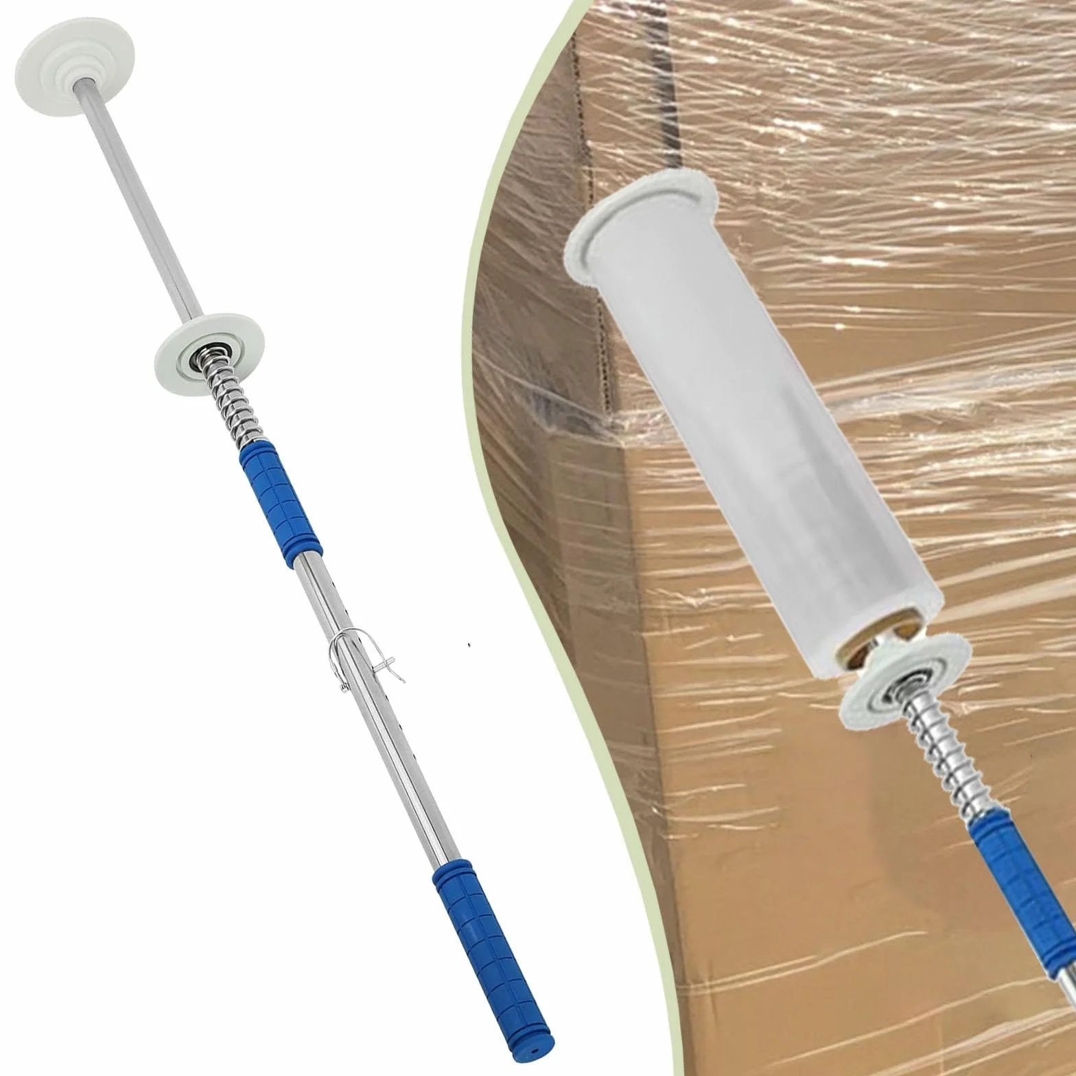 perfk Dispensador de film estirable, soporte para dispensador de film retráctil, ajustable, de mano, de 6 a 20 pulgadas de ancho para embalaje de palés en