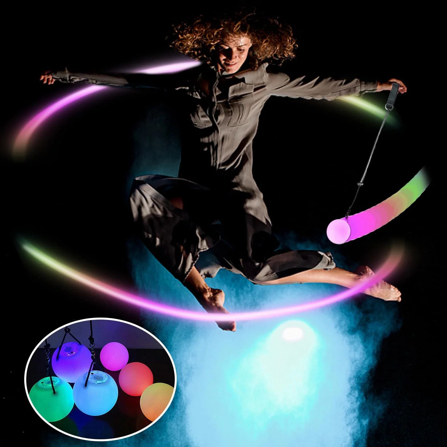 Booaee 2 Bolas LED POI Premium Luminosas para Diábolo, Malabares y Frisbee, SSQ2