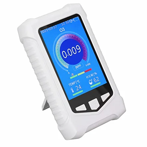 Medidor Calidad Aire, O3 86-106Kpa 0-50ppm Detector de Ozono con Carga USB Pantalla LCD de 3,5 Pulgadas para Interior